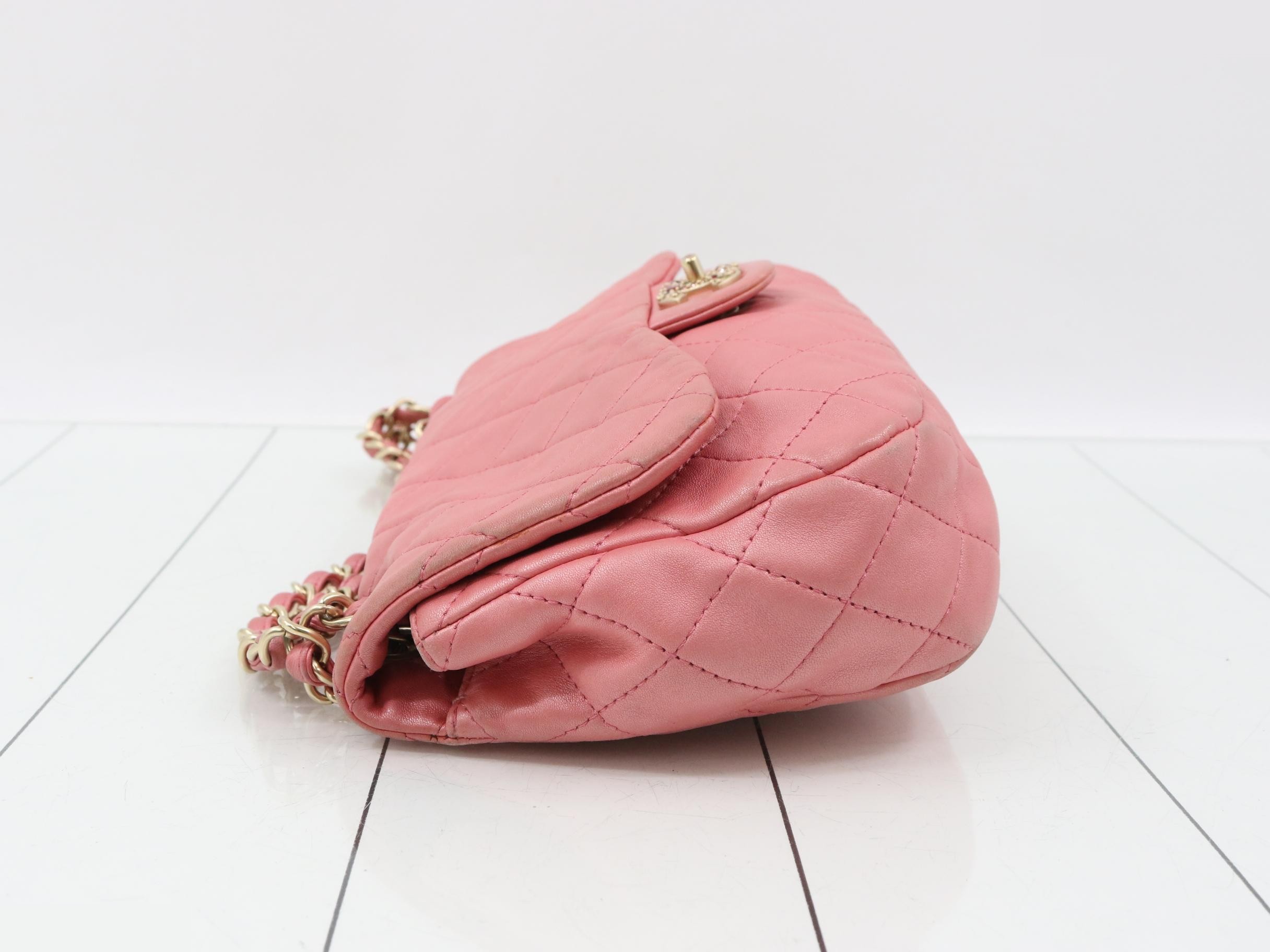 Matelassé Chain Shoulder Bag with Rhinestone Turnlock — view 4