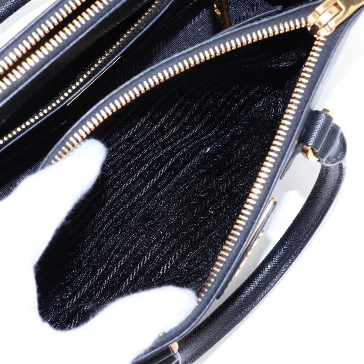 Saffiano Lux Galleria Leather 2-Way Handbag, Black, 1BA896 — view 11