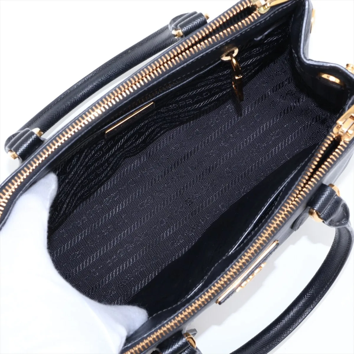 Saffiano Lux Galleria Leather 2-Way Handbag, Black, 1BA896 — view 8
