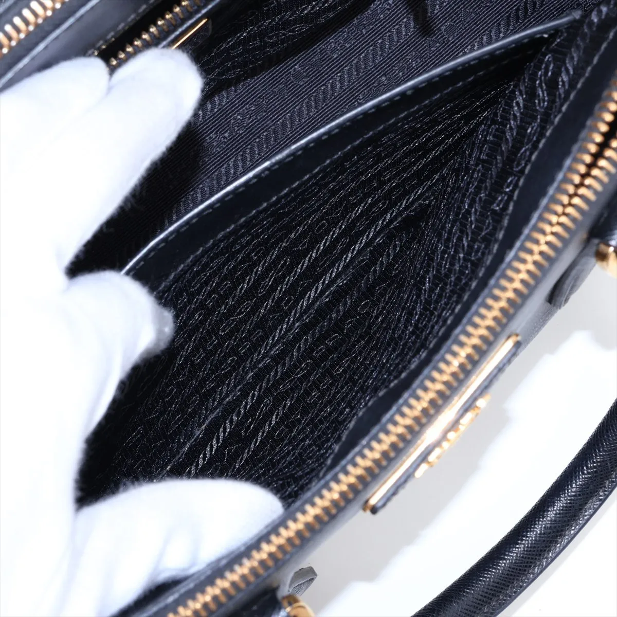 Saffiano Lux Galleria Leather 2-Way Handbag, Black, 1BA896 — view 9