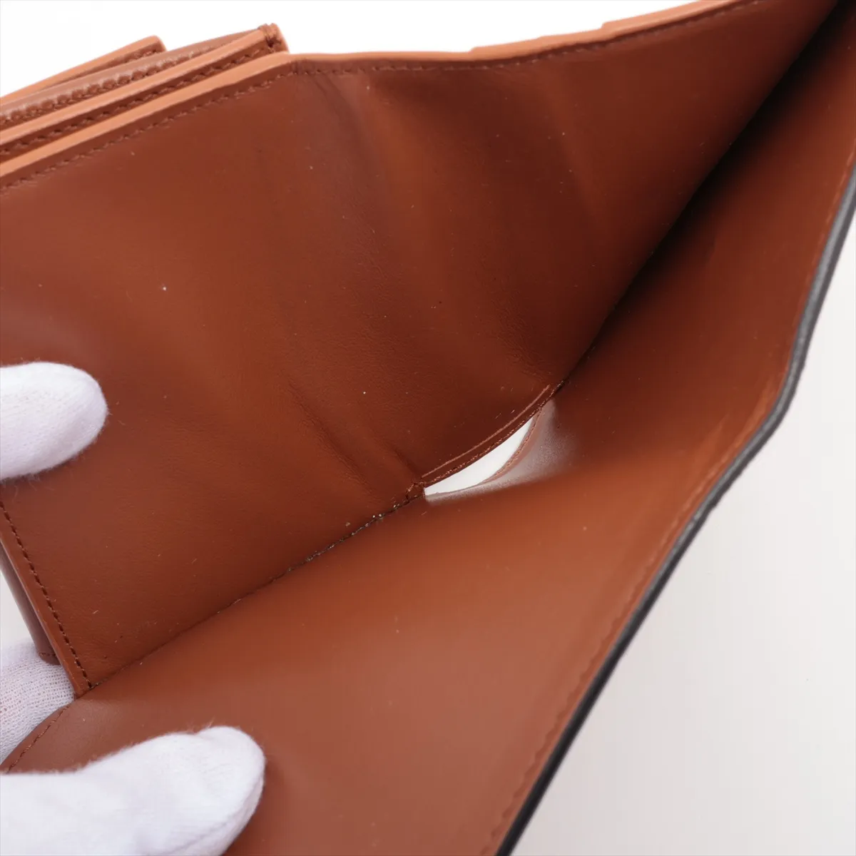 Triomphe Small Flap Wallet Leather Compact Wallet Brown — view 6