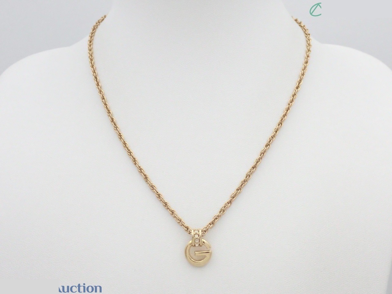 necklace, gold, rhinestone, G logo top. — view 3