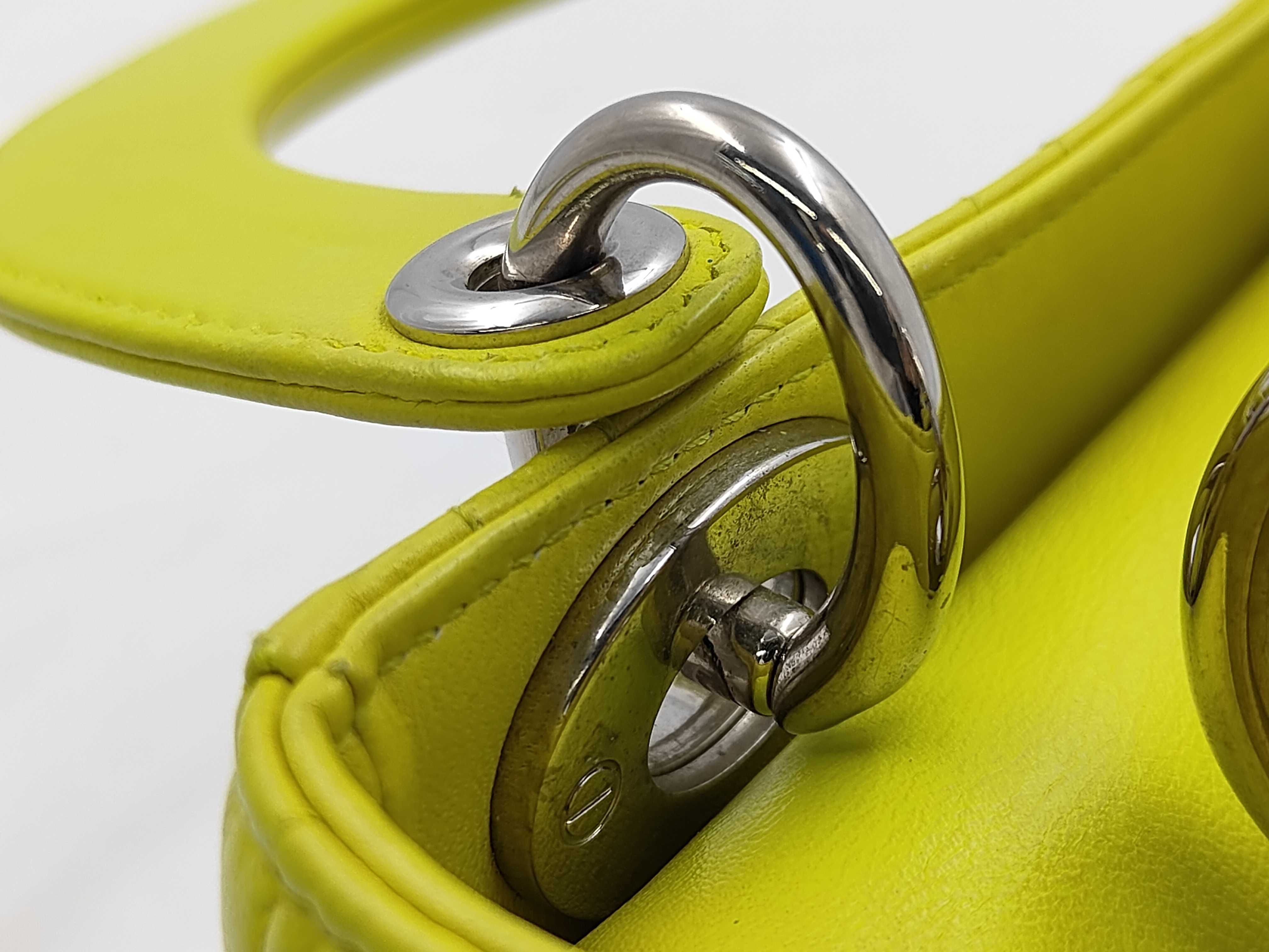 Lady Dior Yellow Lambskin 3-Compartment Handbag — view 5