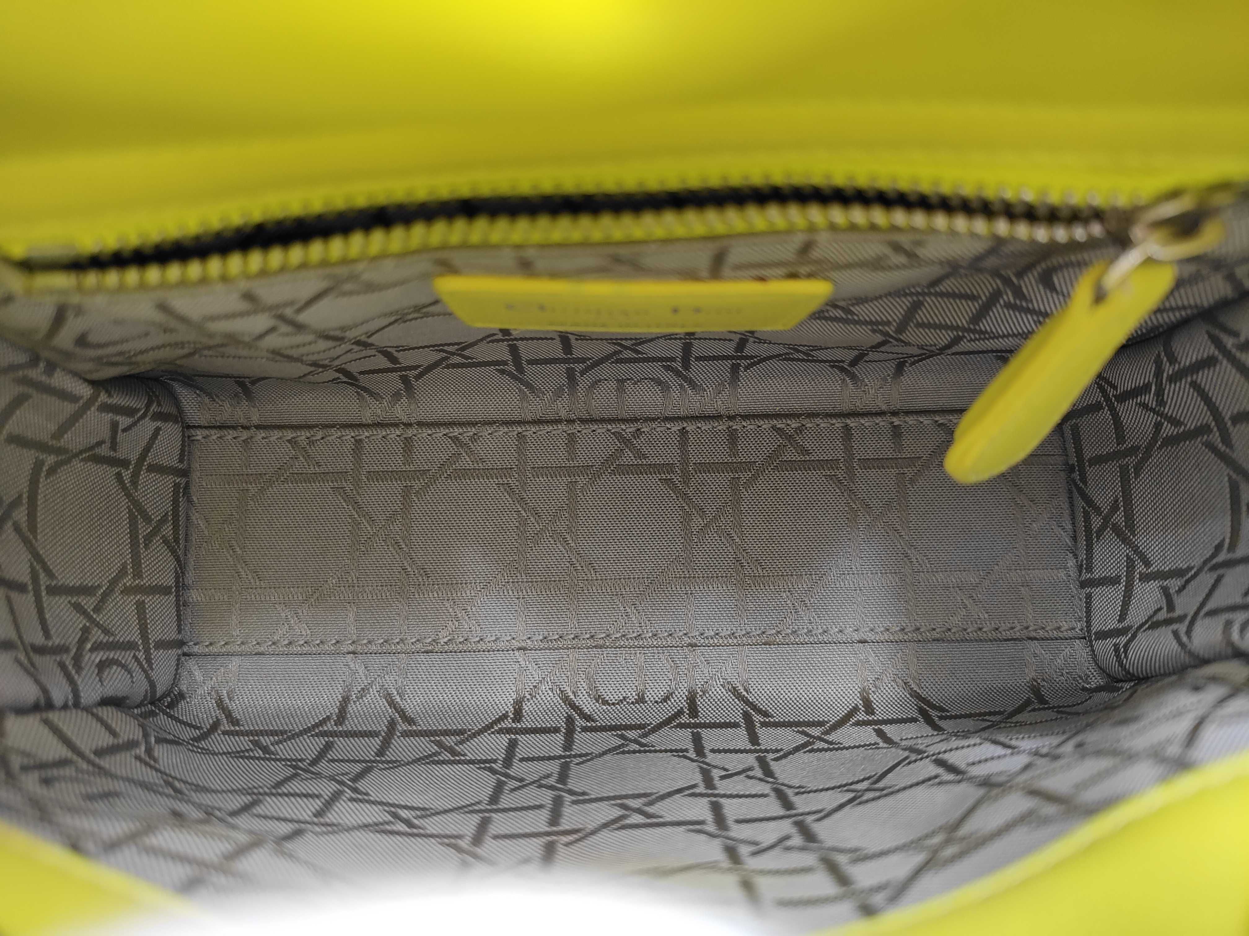 Lady Dior Yellow Lambskin 3-Compartment Handbag — view 10