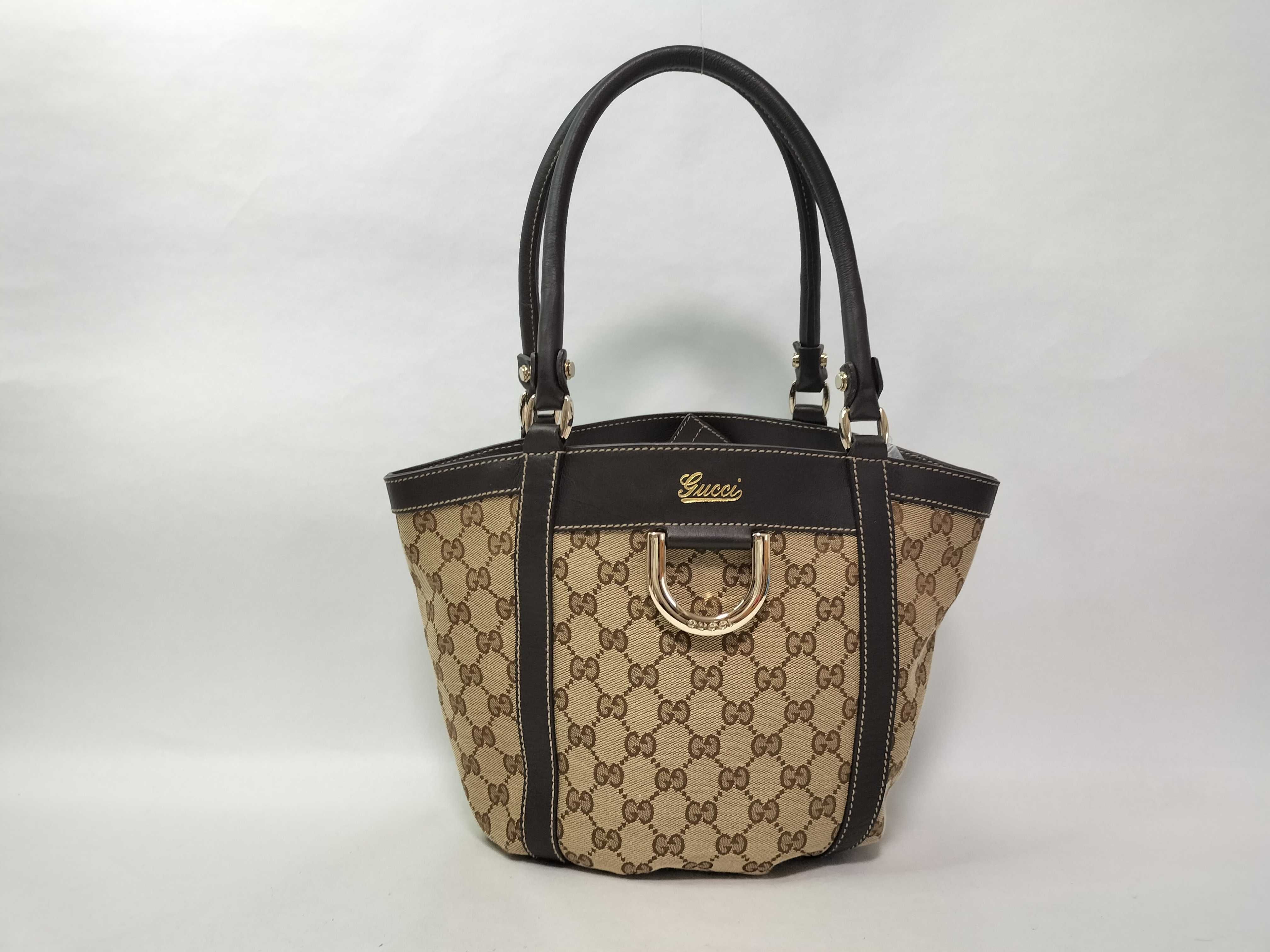 GG Canvas Gucci GG Canvas x Leather Handbag Beige 211983 Handbag