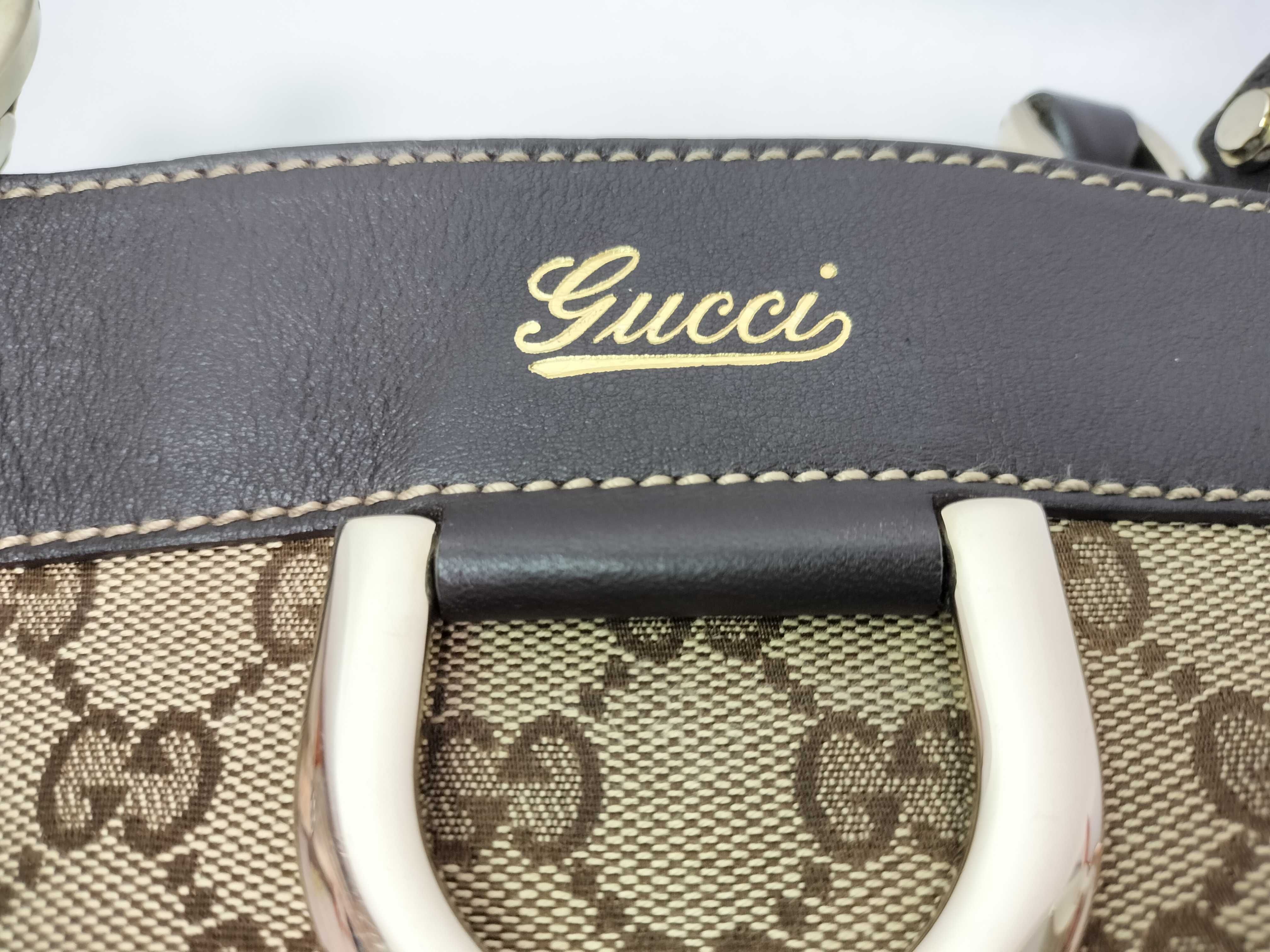 GG Canvas Gucci GG Canvas x Leather Handbag Beige 211983 Handbag — view 11