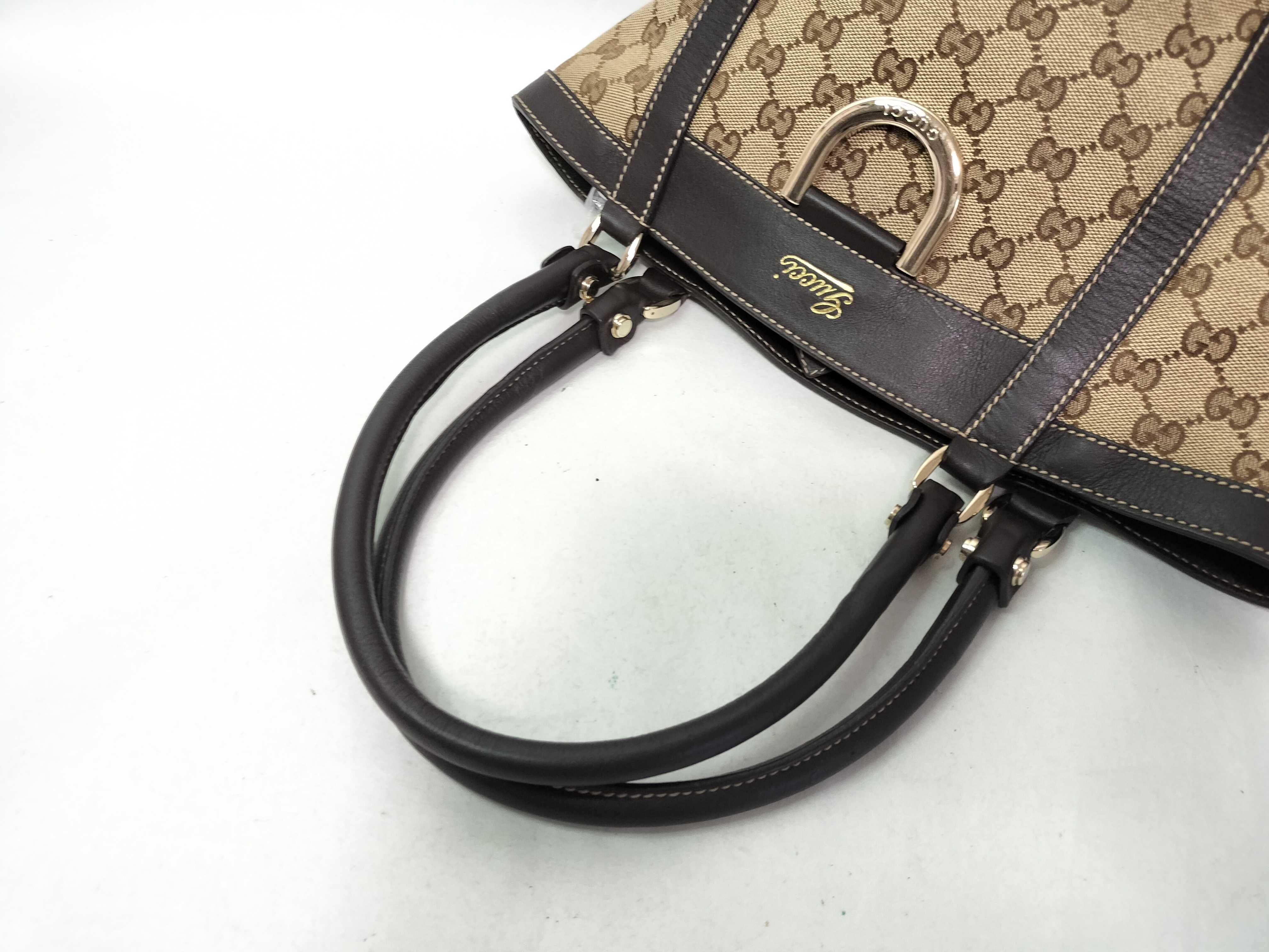 GG Canvas Gucci GG Canvas x Leather Handbag Beige 211983 Handbag — view 5
