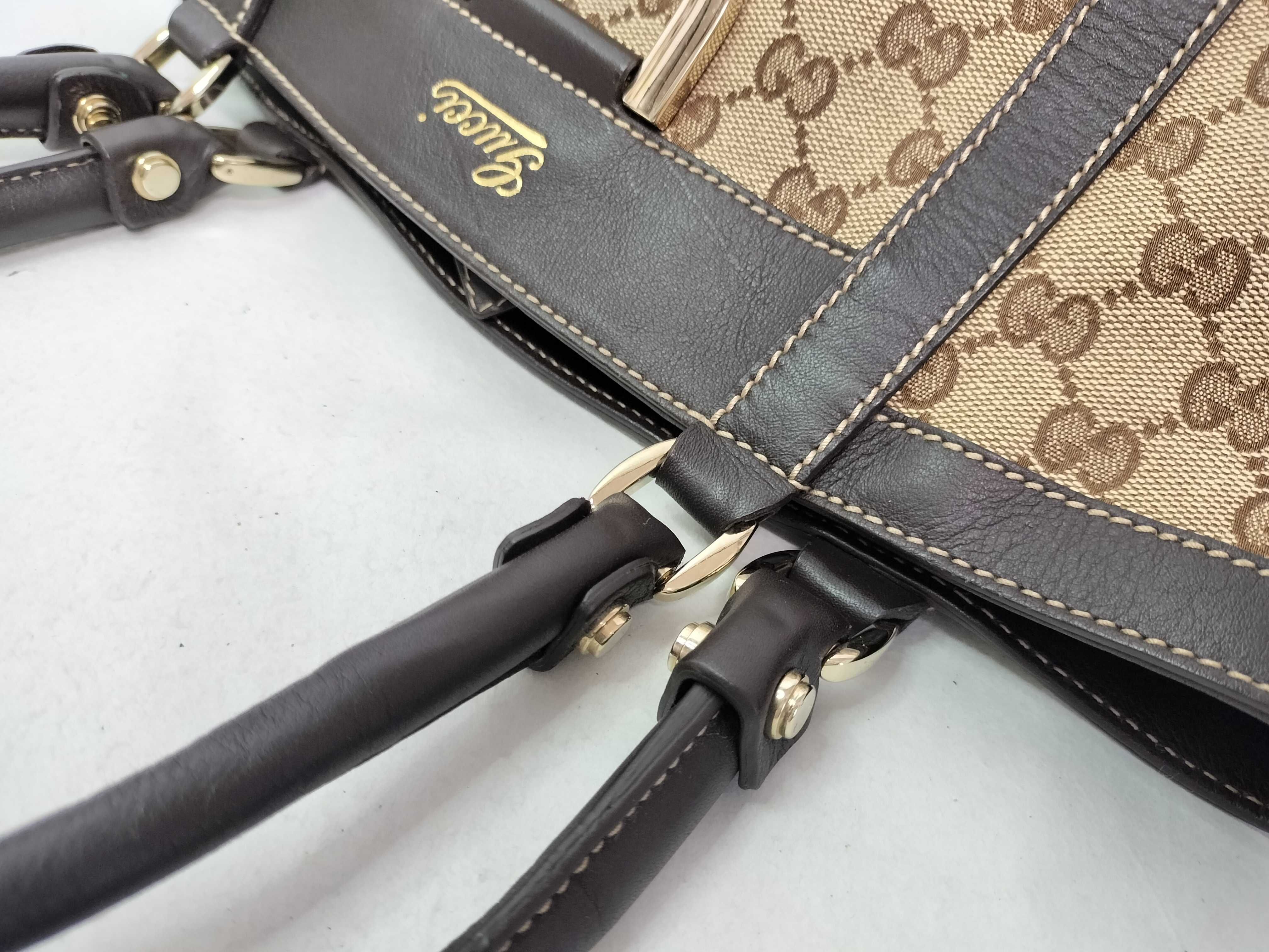 GG Canvas Gucci GG Canvas x Leather Handbag Beige 211983 Handbag — view 8