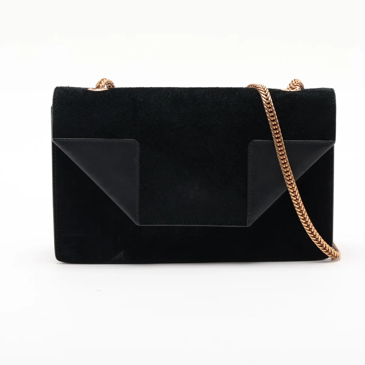 Betty 314516 Suede x Leather Chain Shoulder Bag, Black