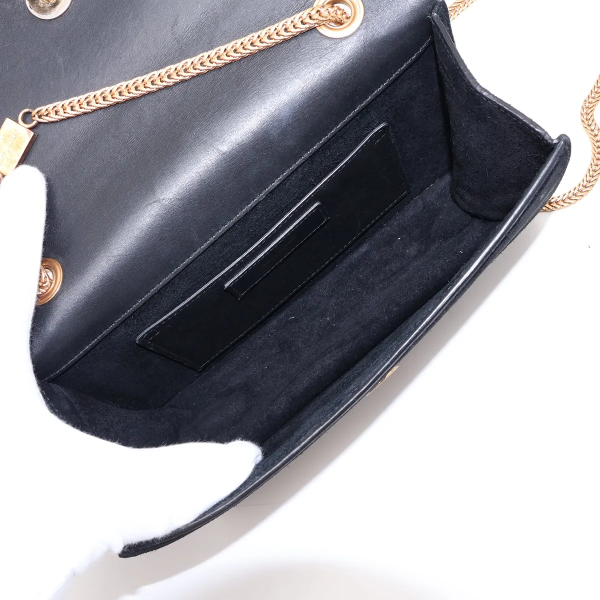 Betty 314516 Suede x Leather Chain Shoulder Bag, Black — view 6