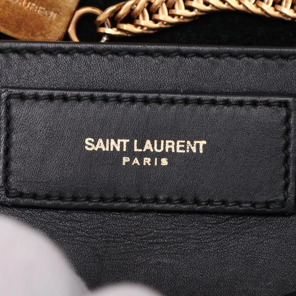 Betty 314516 Suede x Leather Chain Shoulder Bag, Black — view 8
