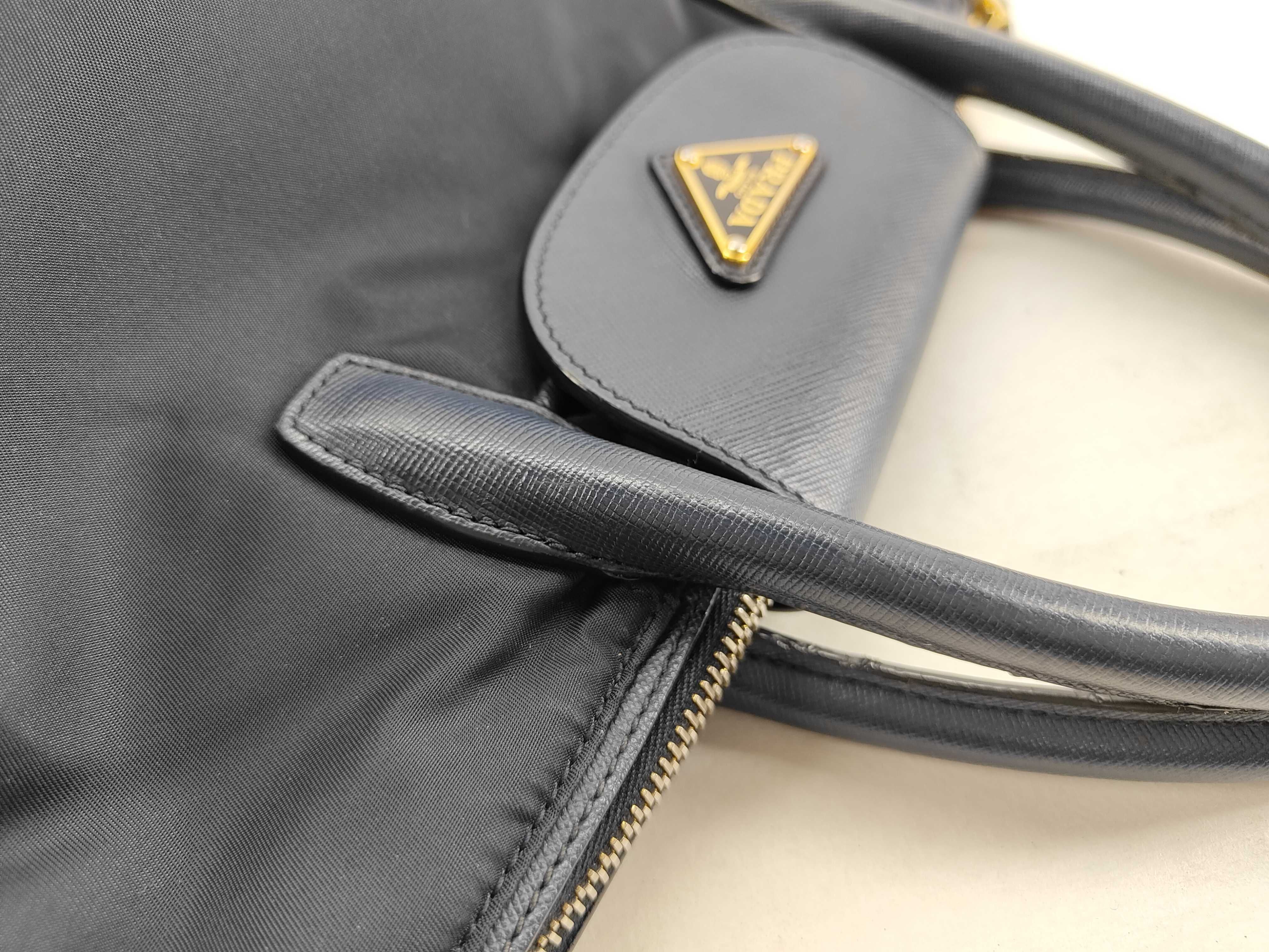 Nylon Prada Handbag Leather Nylon Black Handbag — view 6