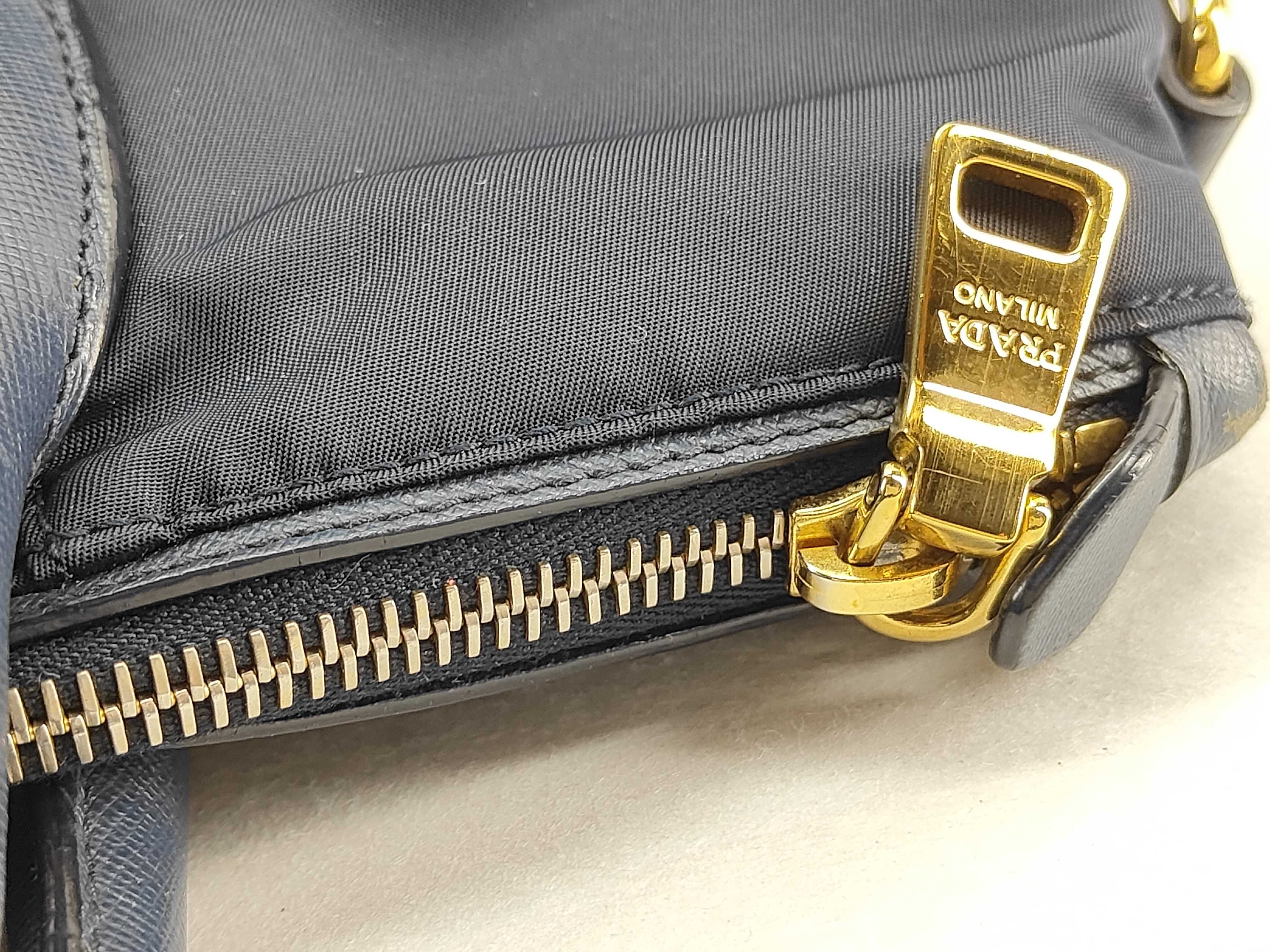 Nylon Prada Handbag Leather Nylon Black Handbag — view 7