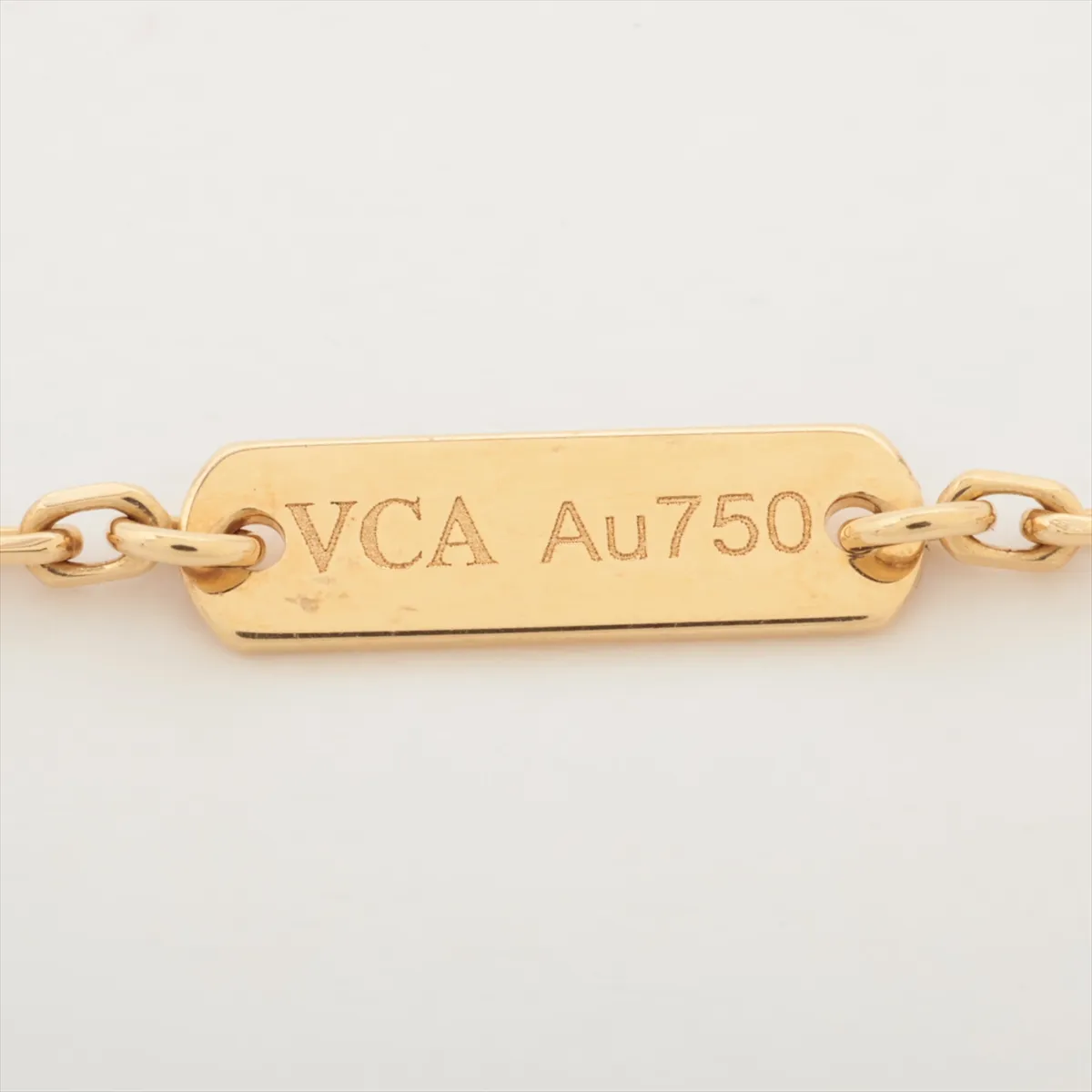 Vintage Alhambra Golden Shell Diamond Necklace, 750 (YG), 6.2g, JA340800. Features: dents on the clasp, — view 4
