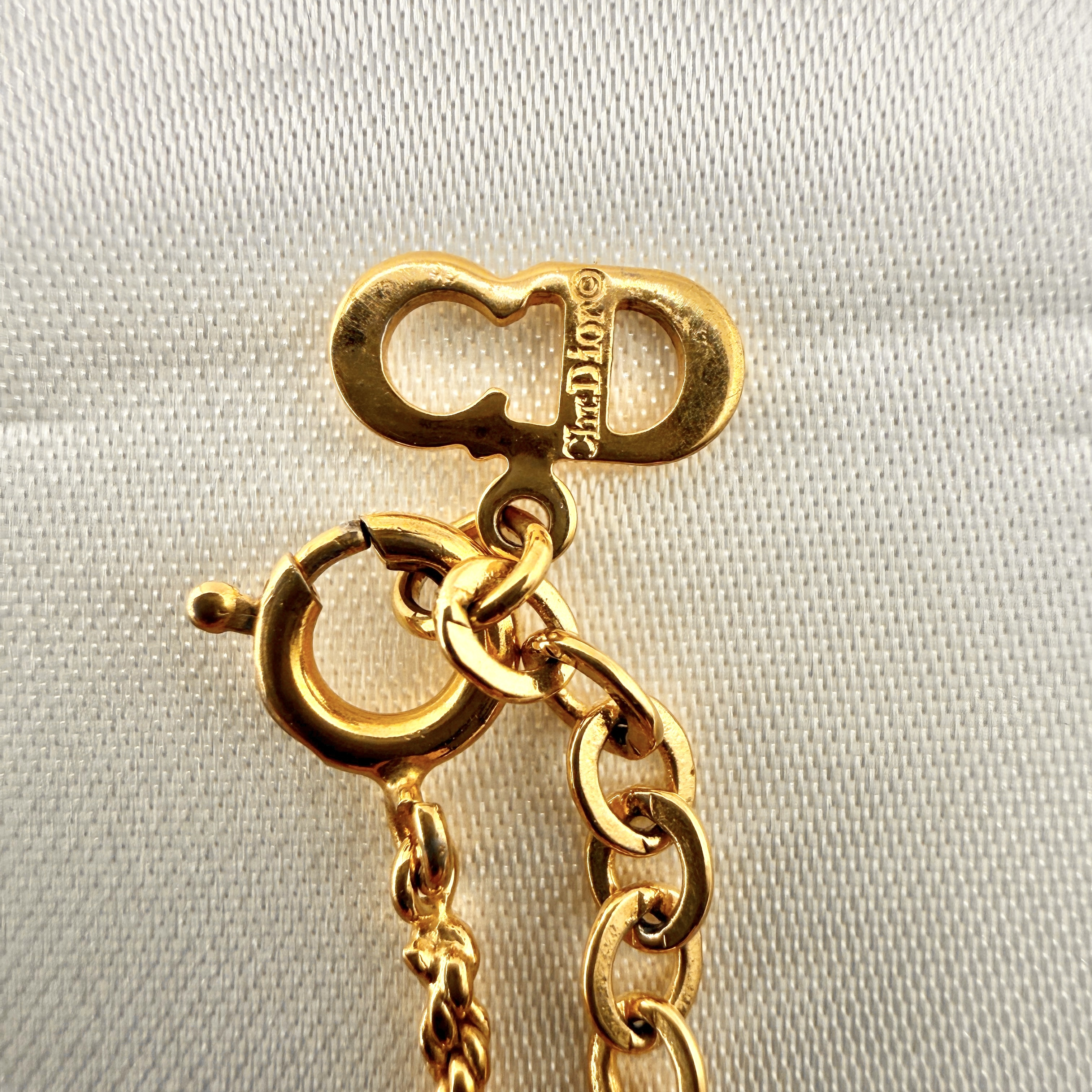 Necklace CD Logo Rhinestone GP Gold Color Necklace — view 3