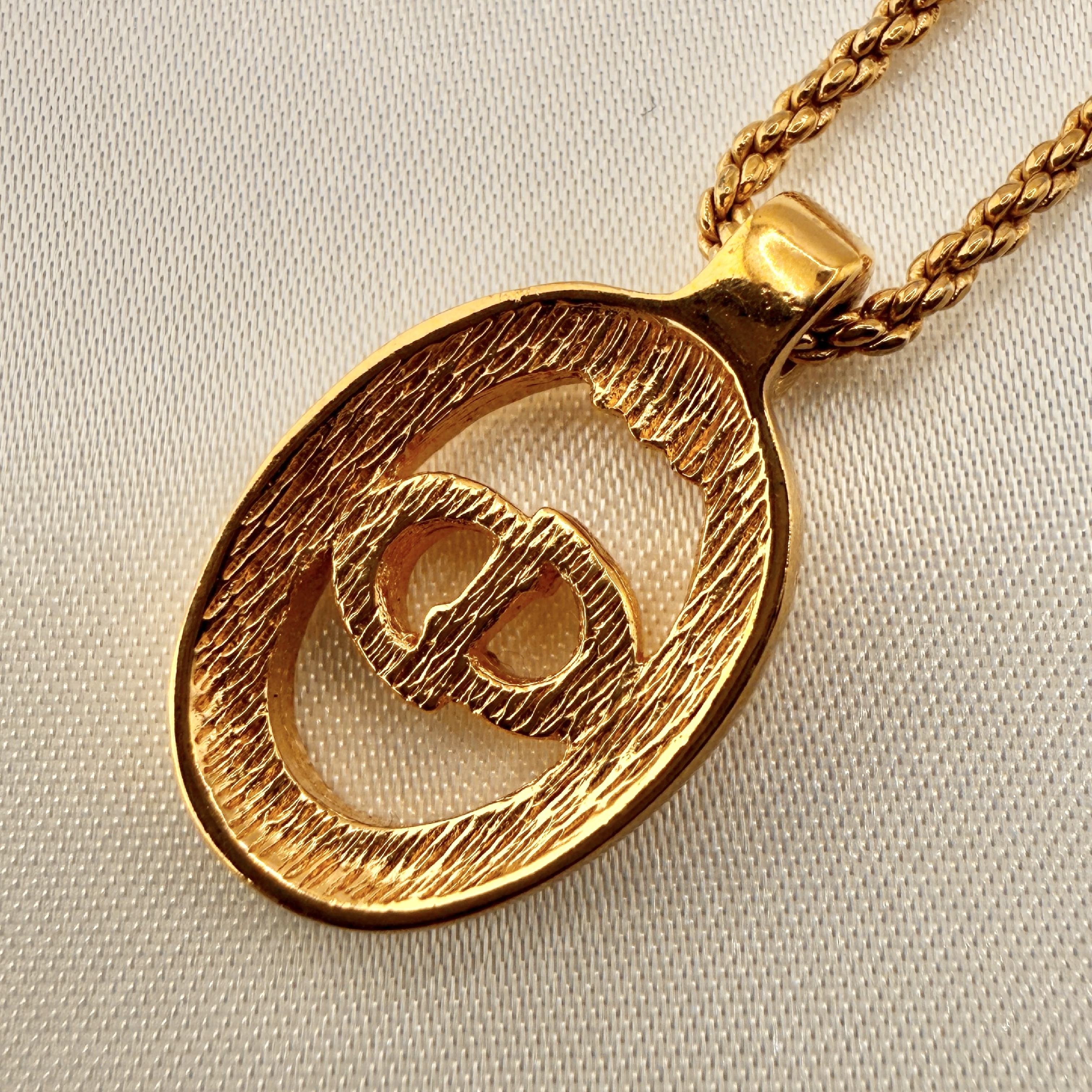 Necklace CD Logo Rhinestone GP Gold Color Necklace — view 4