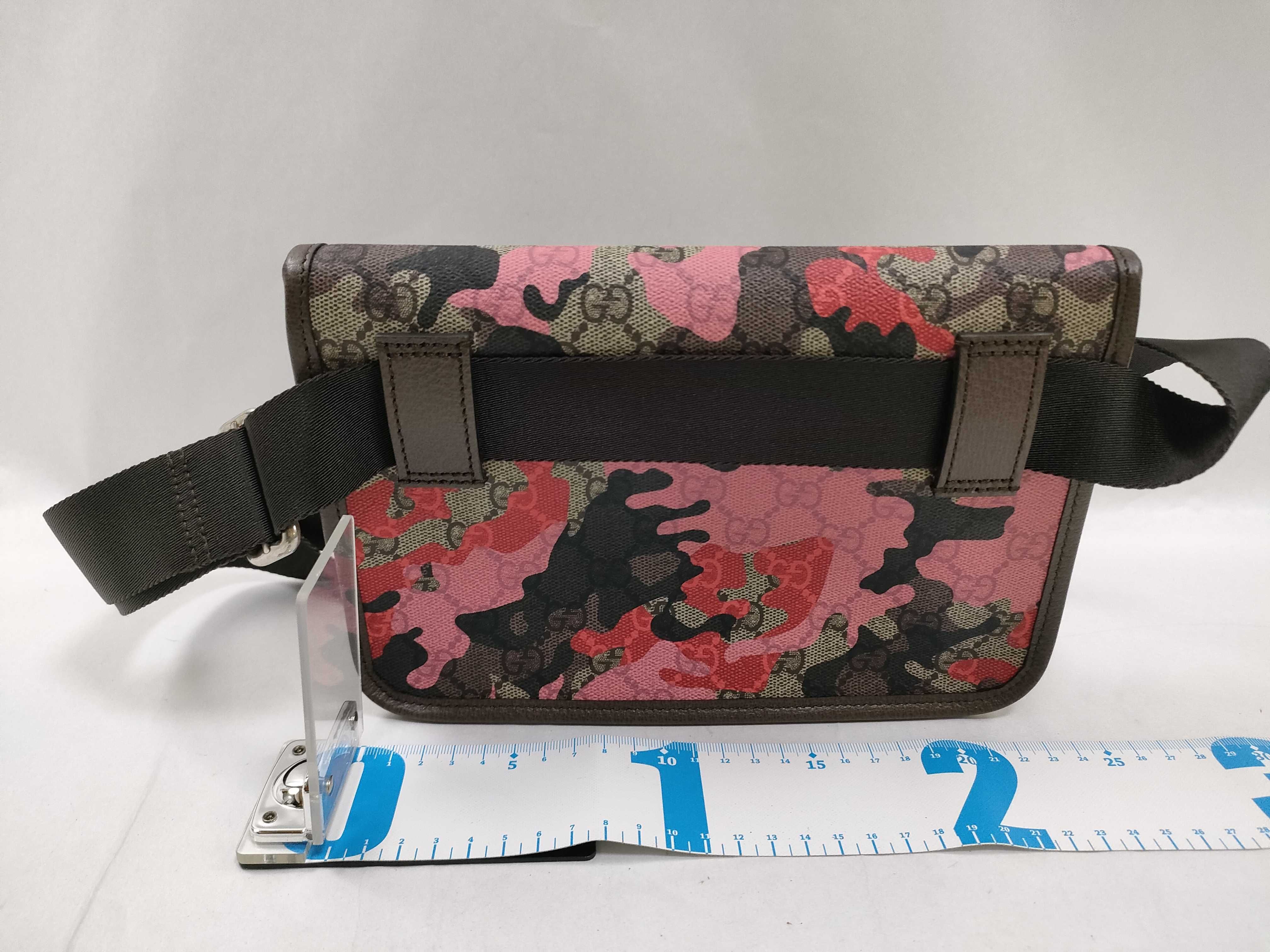 GG Camouflage PVC x Leather Waist Pouch, Beige x Pink, 752597 Waist Bag — view 2