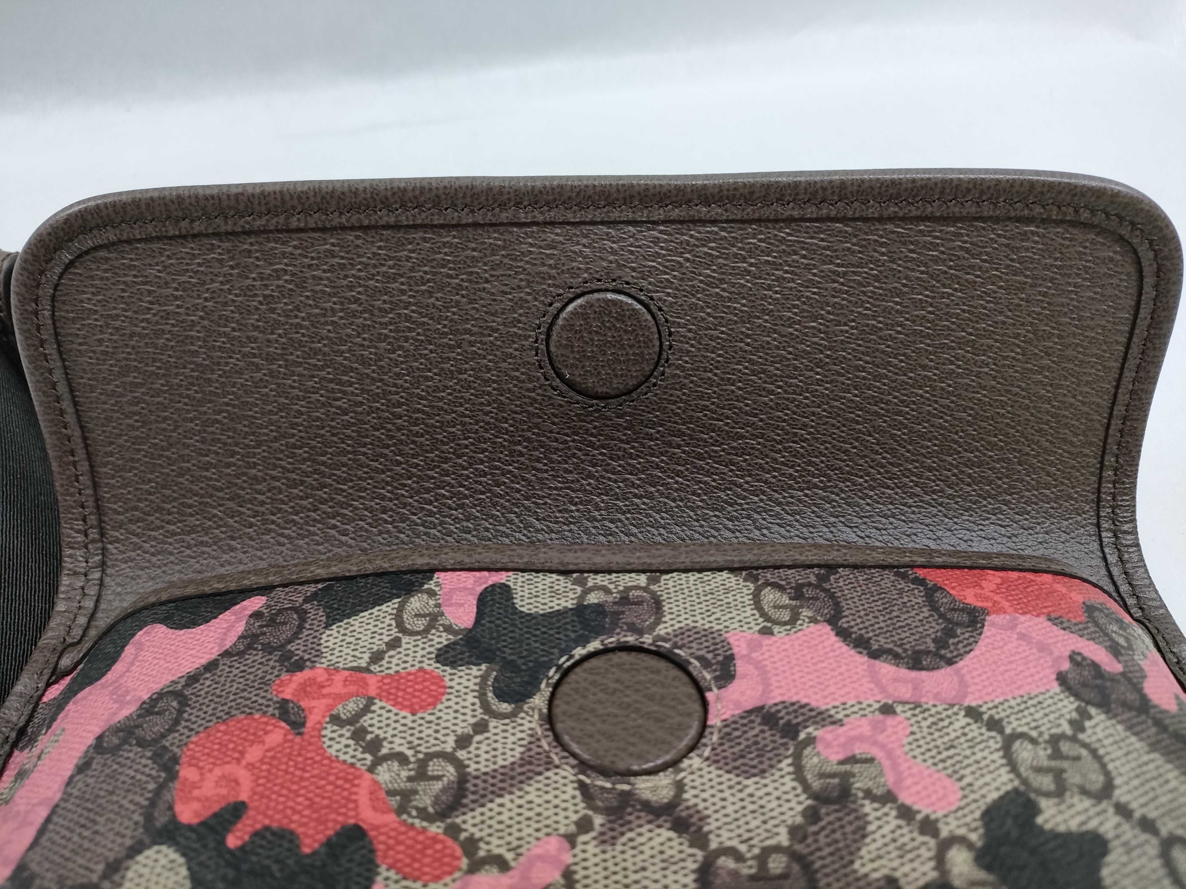 GG Camouflage PVC x Leather Waist Pouch, Beige x Pink, 752597 Waist Bag — view 11