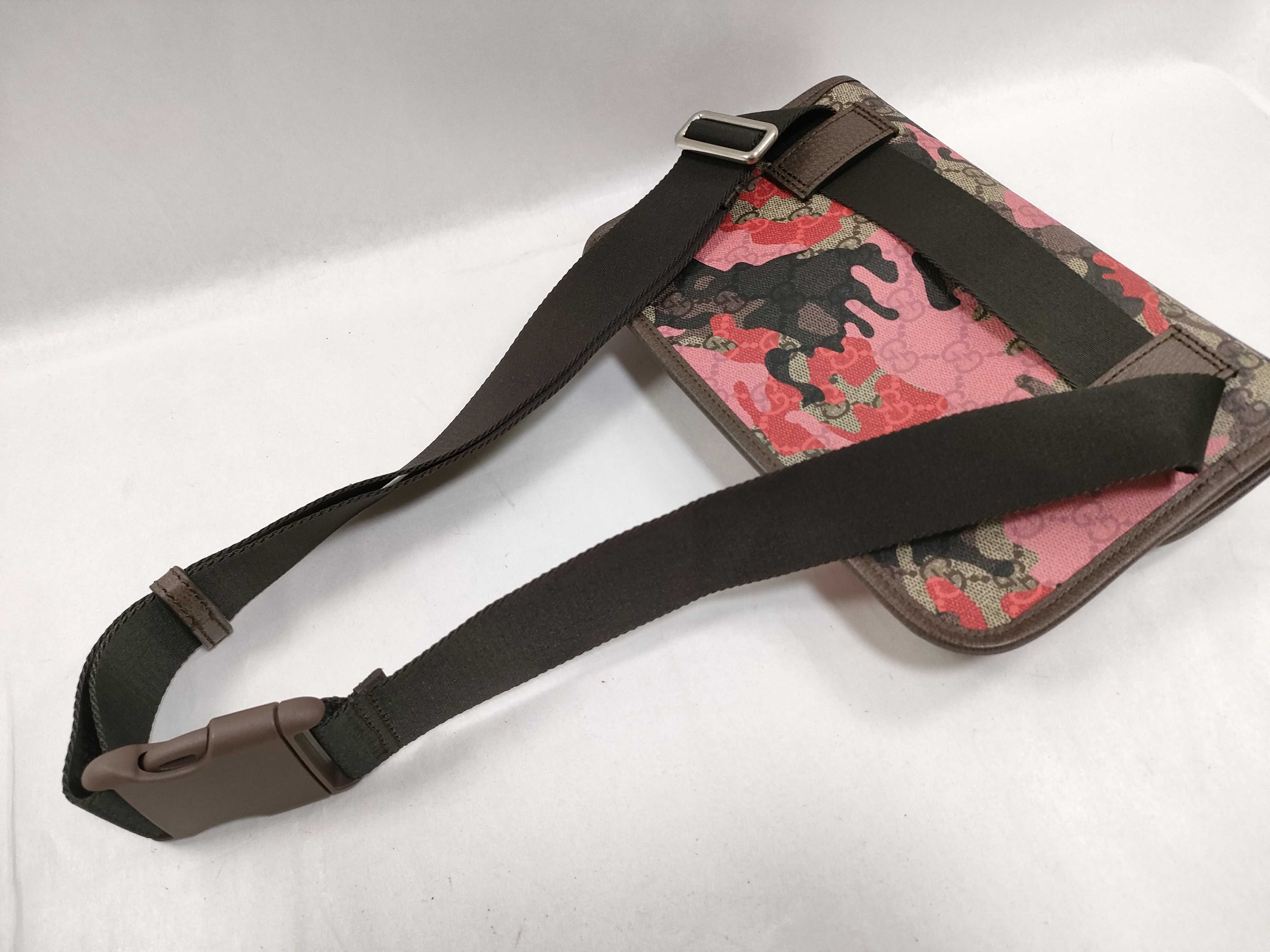 GG Camouflage PVC x Leather Waist Pouch, Beige x Pink, 752597 Waist Bag — view 3