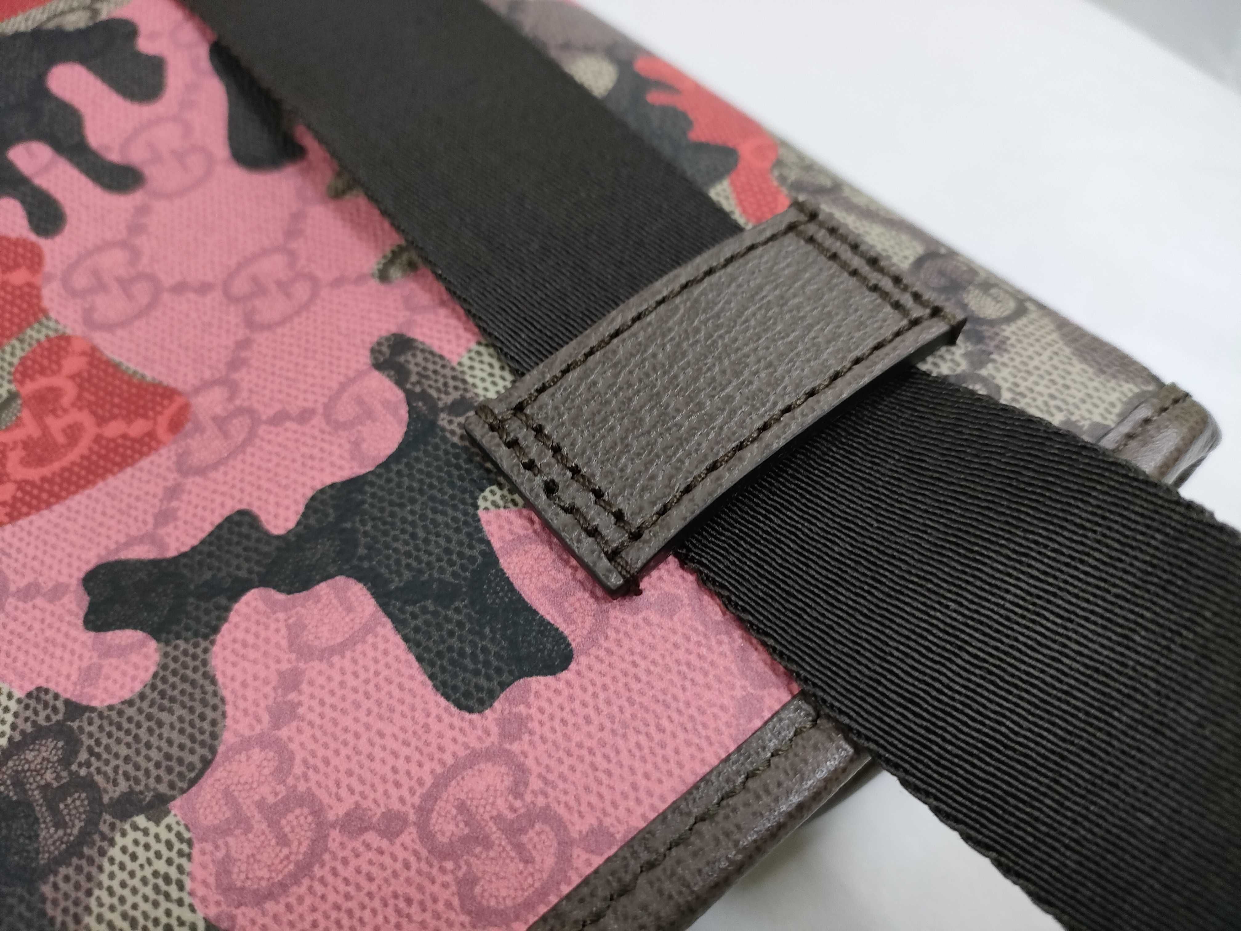 GG Camouflage PVC x Leather Waist Pouch, Beige x Pink, 752597 Waist Bag — view 5