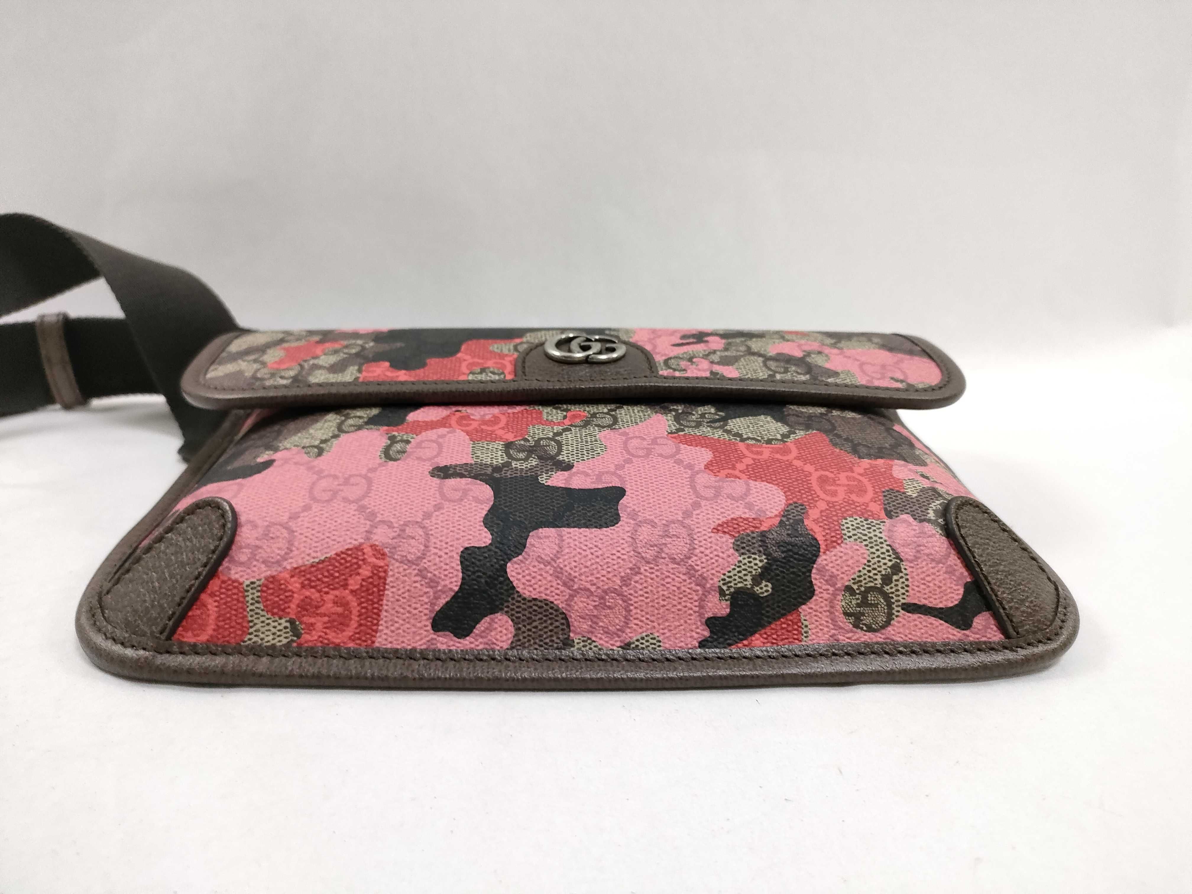 GG Camouflage PVC x Leather Waist Pouch, Beige x Pink, 752597 Waist Bag — view 7