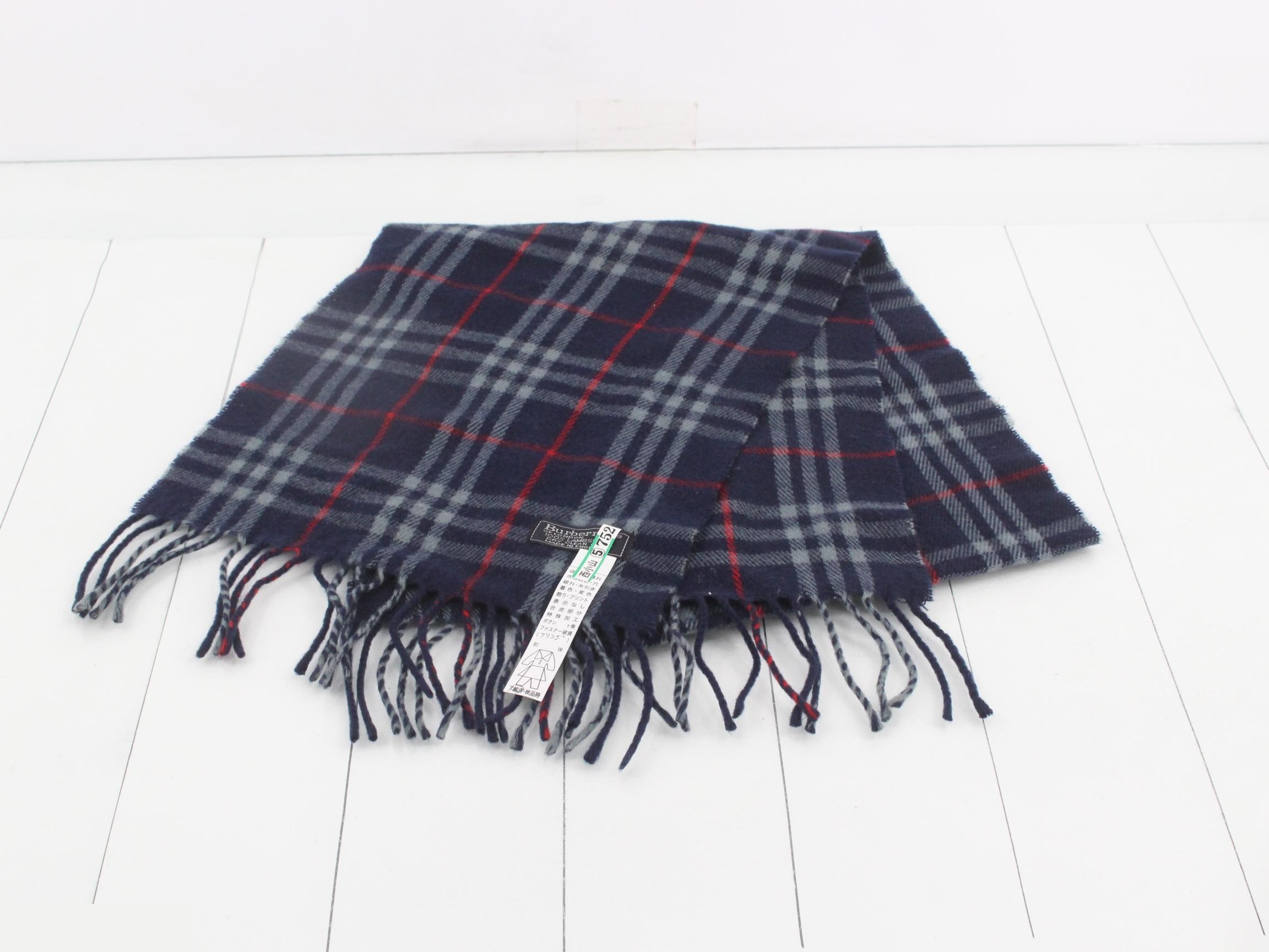 Nova Check Scarf, Navy, 100% Wool — view 2