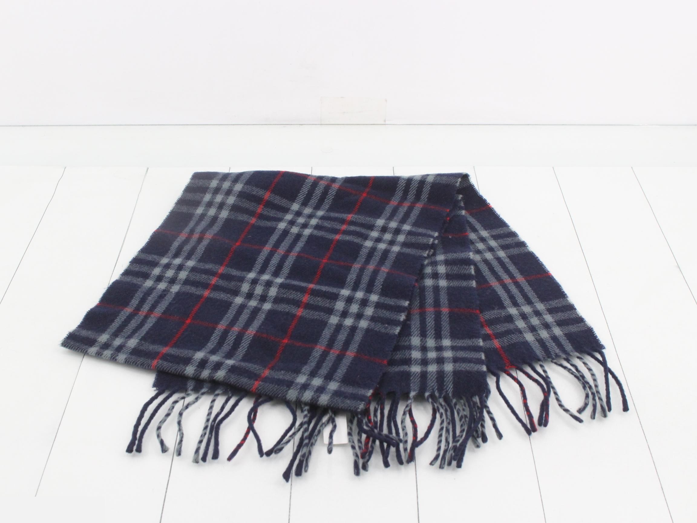 Nova Check Scarf, Navy, 100% Wool — view 3
