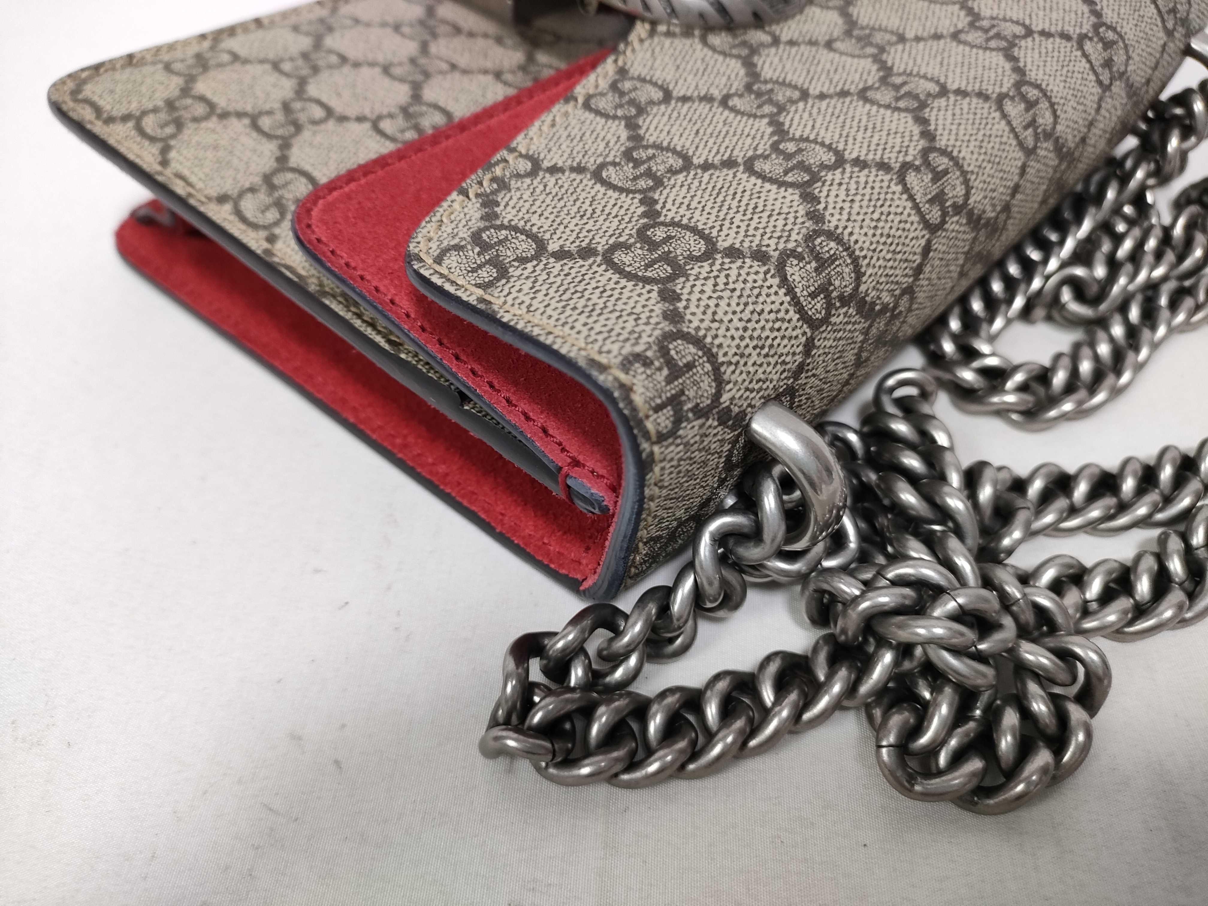 GG Supreme Dionysus 421970 PVC x Suede Chain Shoulder Bag, Beige — view 9