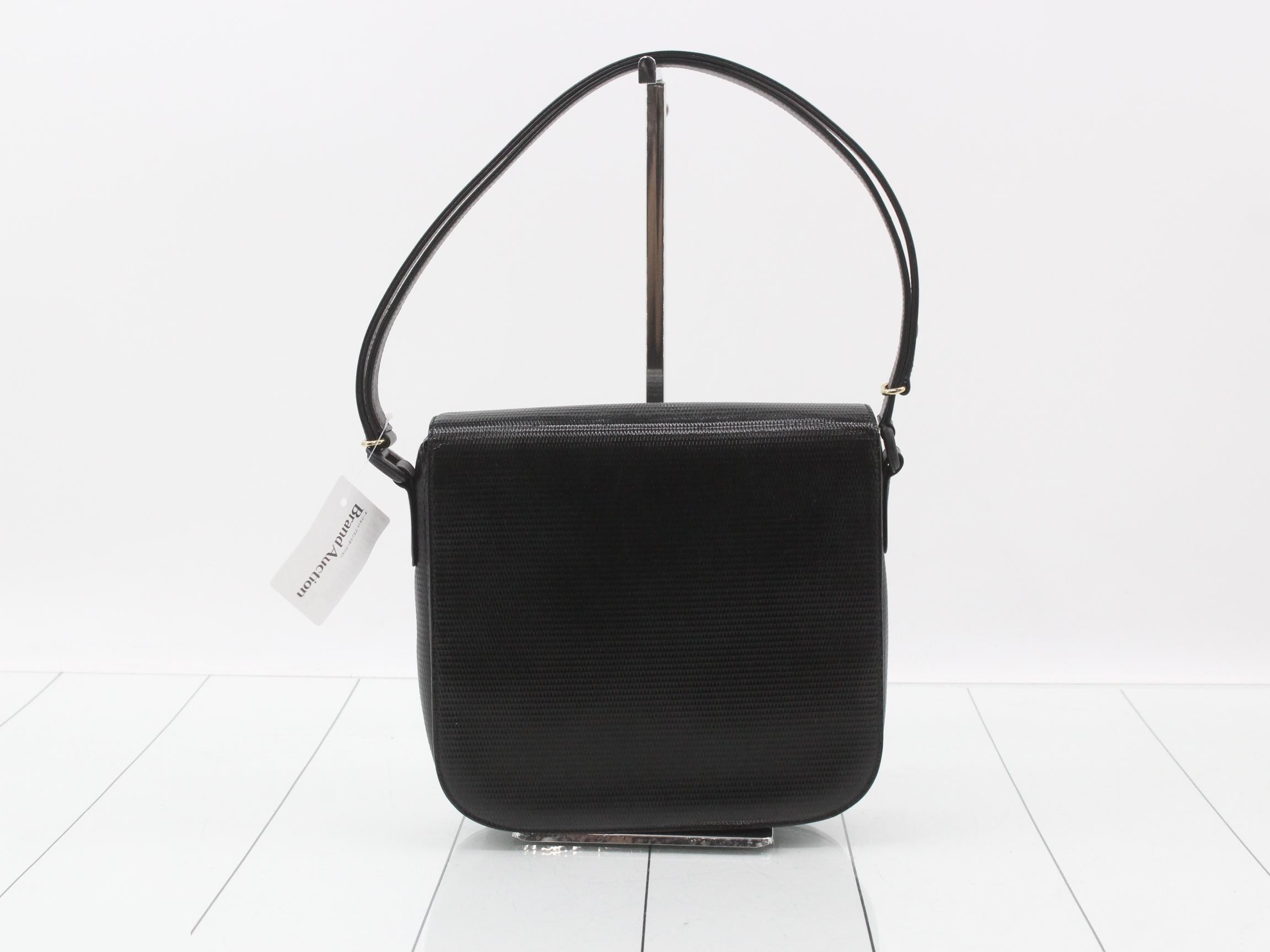Vintage Gucci shoulder bag, women's, lizard embossed, black, small size. — view 2