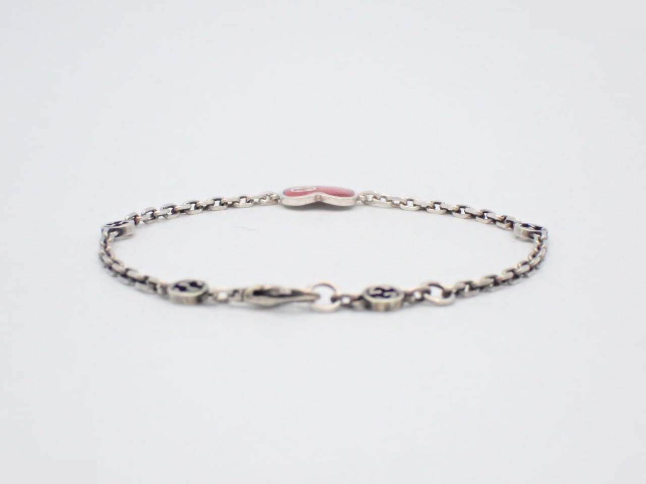 Interlocking G Heart Bracelet, 925 Sterling Silver, 4.0g, Wrist Circumference Approx. 18cm — view 2