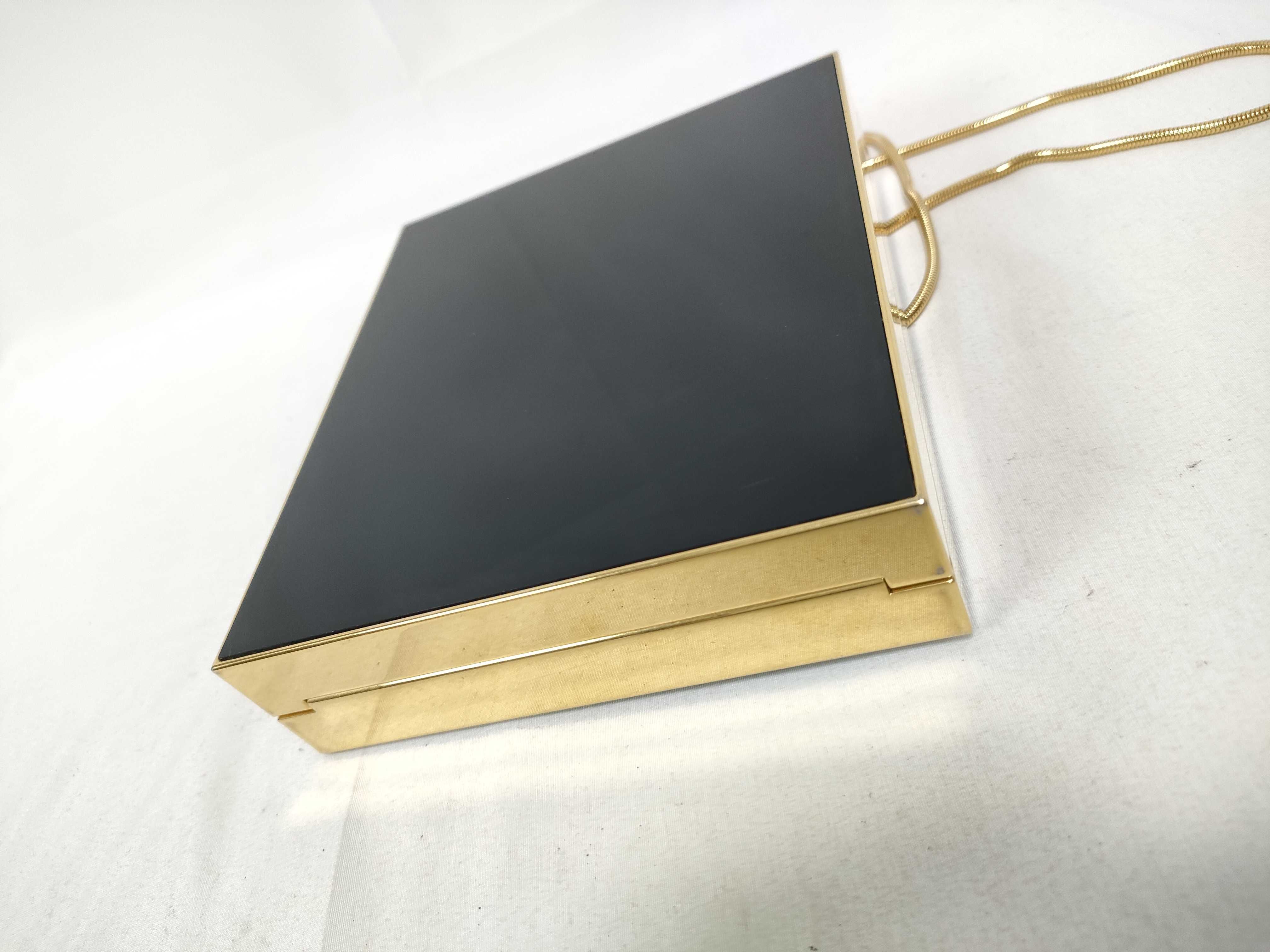 FR- Paris tuxedo box bag Metal x leather Shoulder bag Black x Gold Shoulder bag — view 4