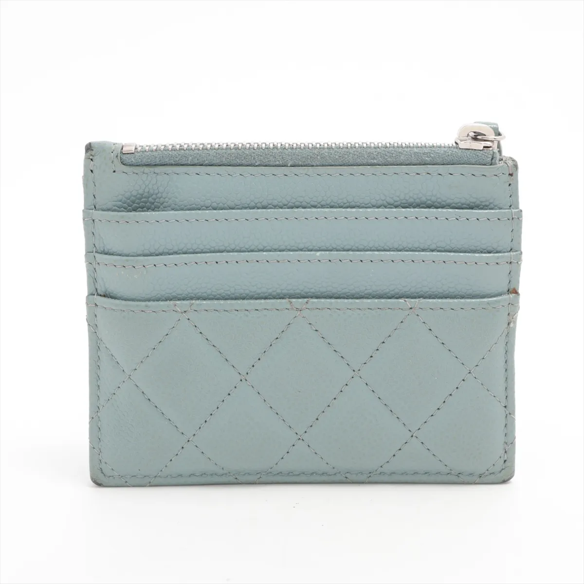 Matelassé Caviar Skin Fragment Case, Light Blue, Silver Hardware, 30746771 — view 2