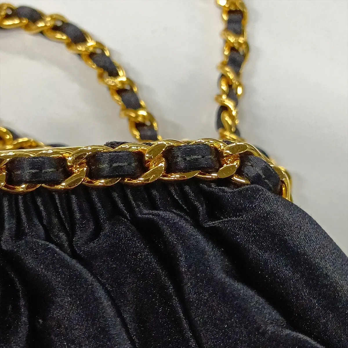 Coco Mark Silk Chain Shoulder Bag, Kiss Closure, Black with Gold Hardware, 4239099, Series 4 — view 11