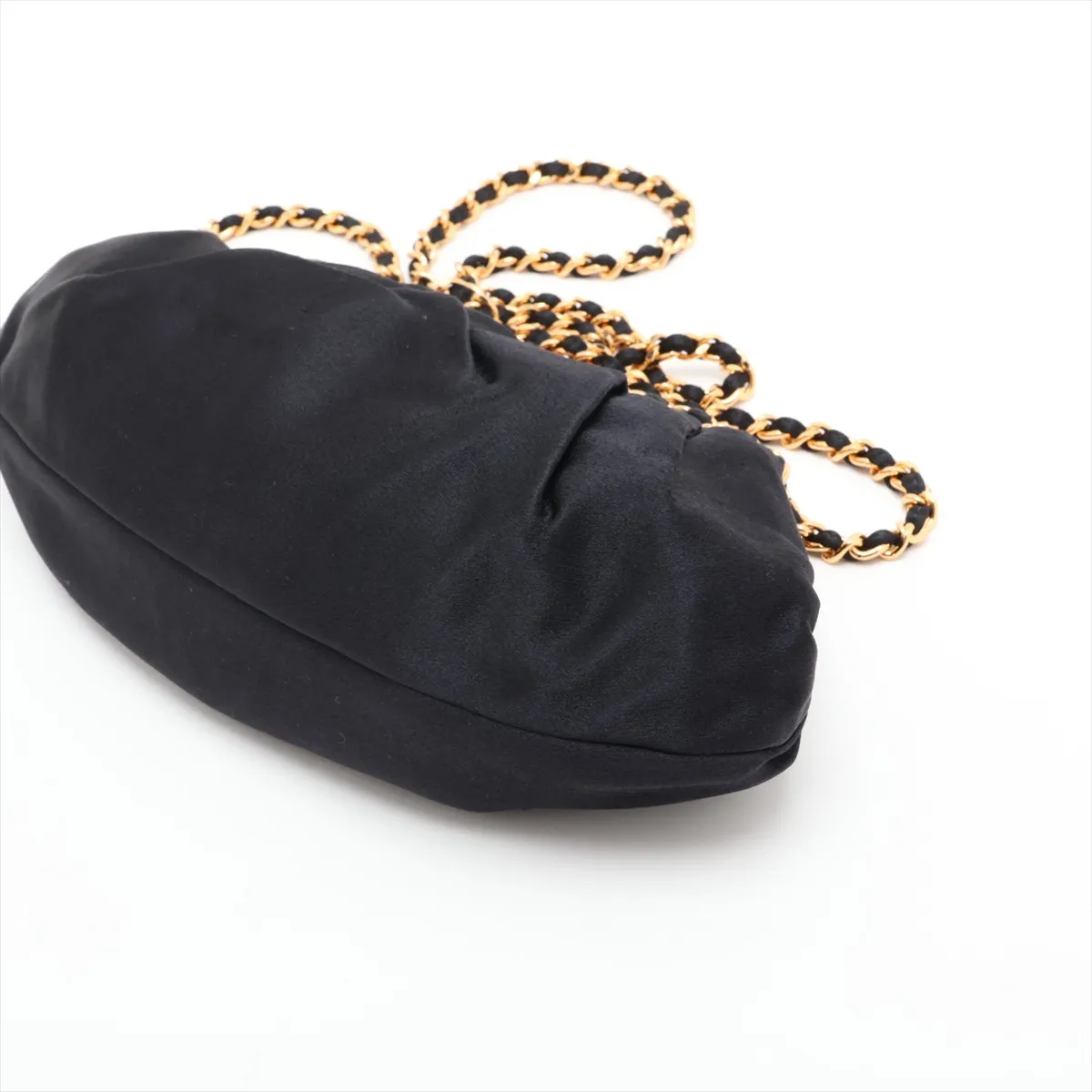 Coco Mark Silk Chain Shoulder Bag, Kiss Closure, Black with Gold Hardware, 4239099, Series 4 — view 3