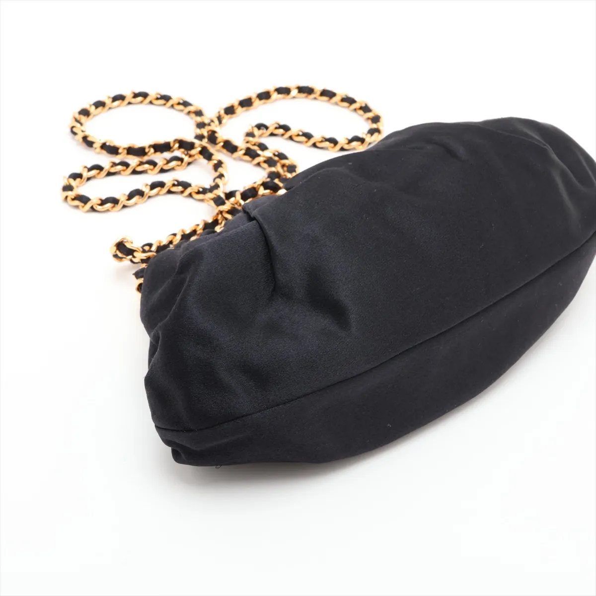Coco Mark Silk Chain Shoulder Bag, Kiss Closure, Black with Gold Hardware, 4239099, Series 4 — view 4