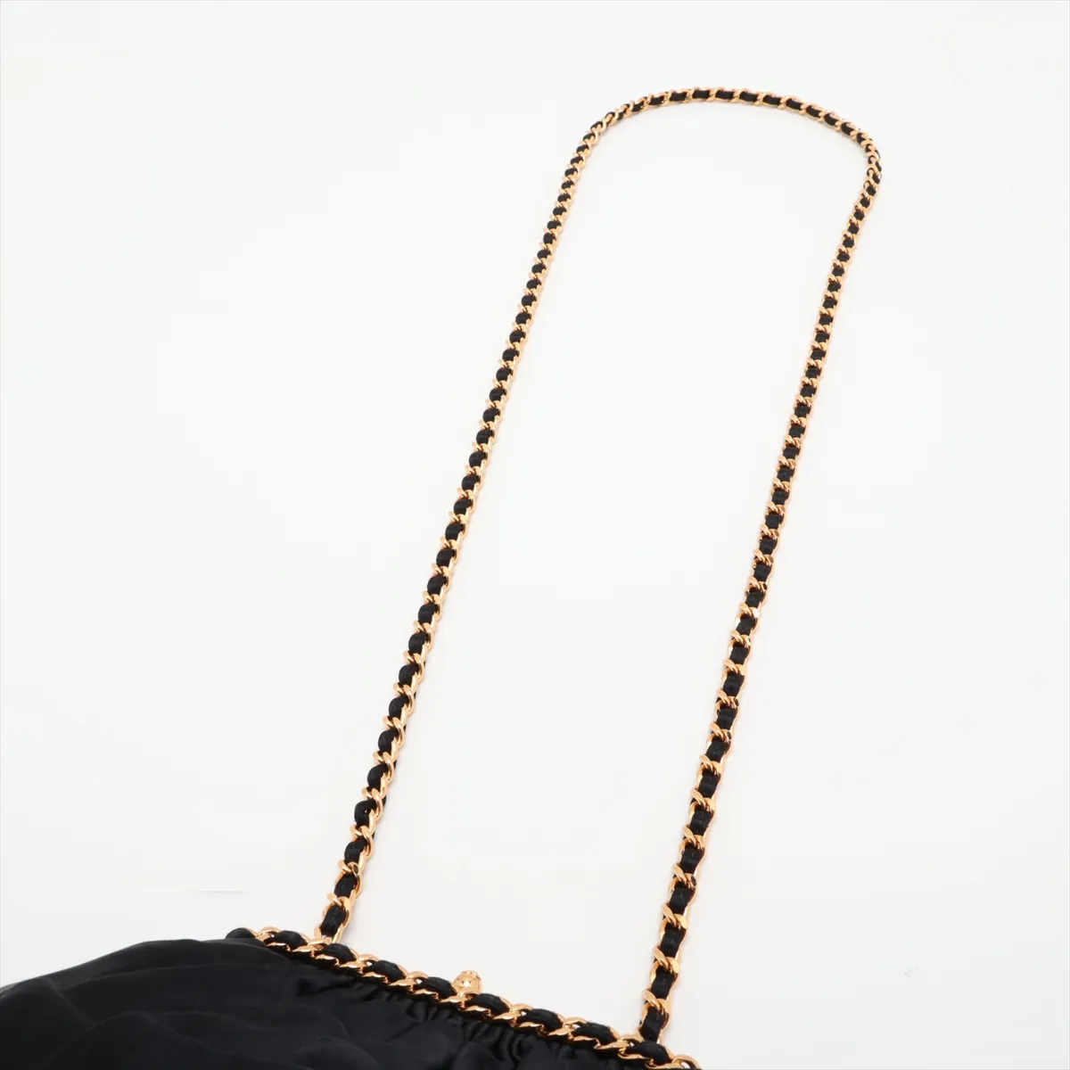 Coco Mark Silk Chain Shoulder Bag, Kiss Closure, Black with Gold Hardware, 4239099, Series 4 — view 5