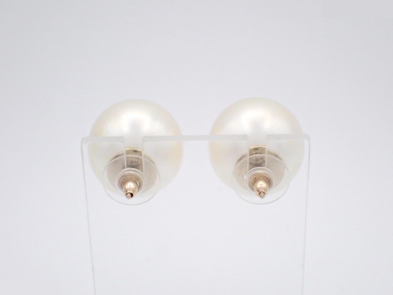Coco Mark Pearl Earrings, with Mark, B16V Gold — view 2