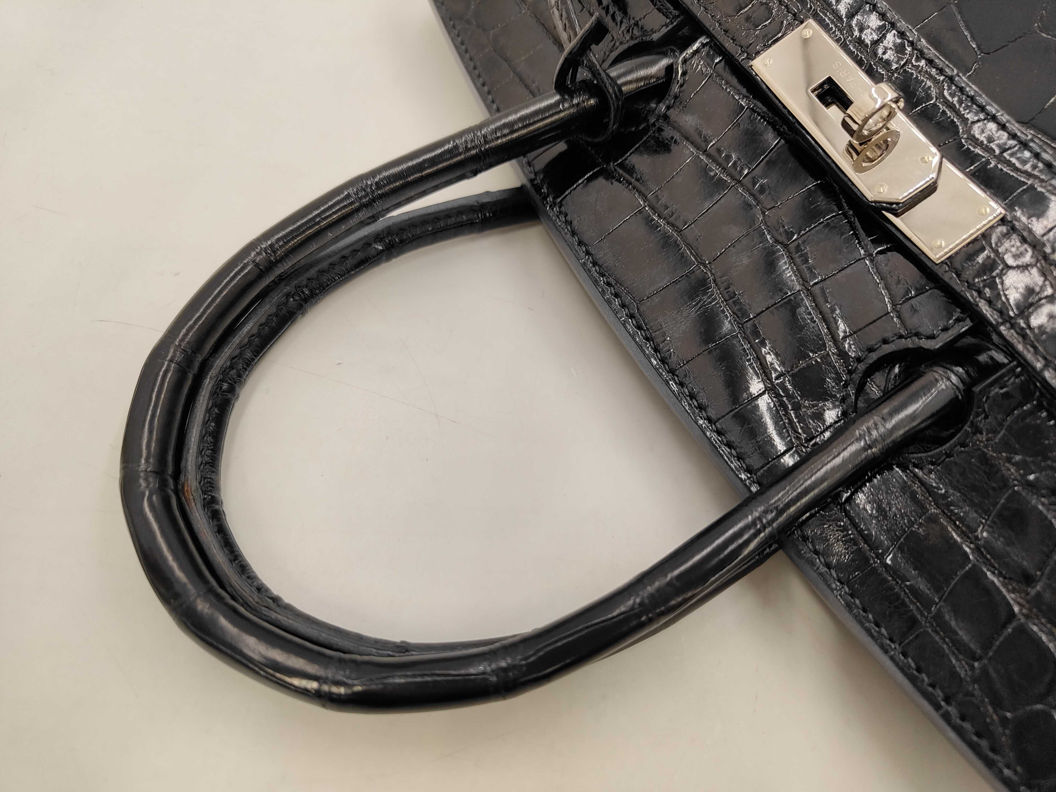 Birkin 30 Black Niloticus Leather Silver Hardware M Handbag — view 5