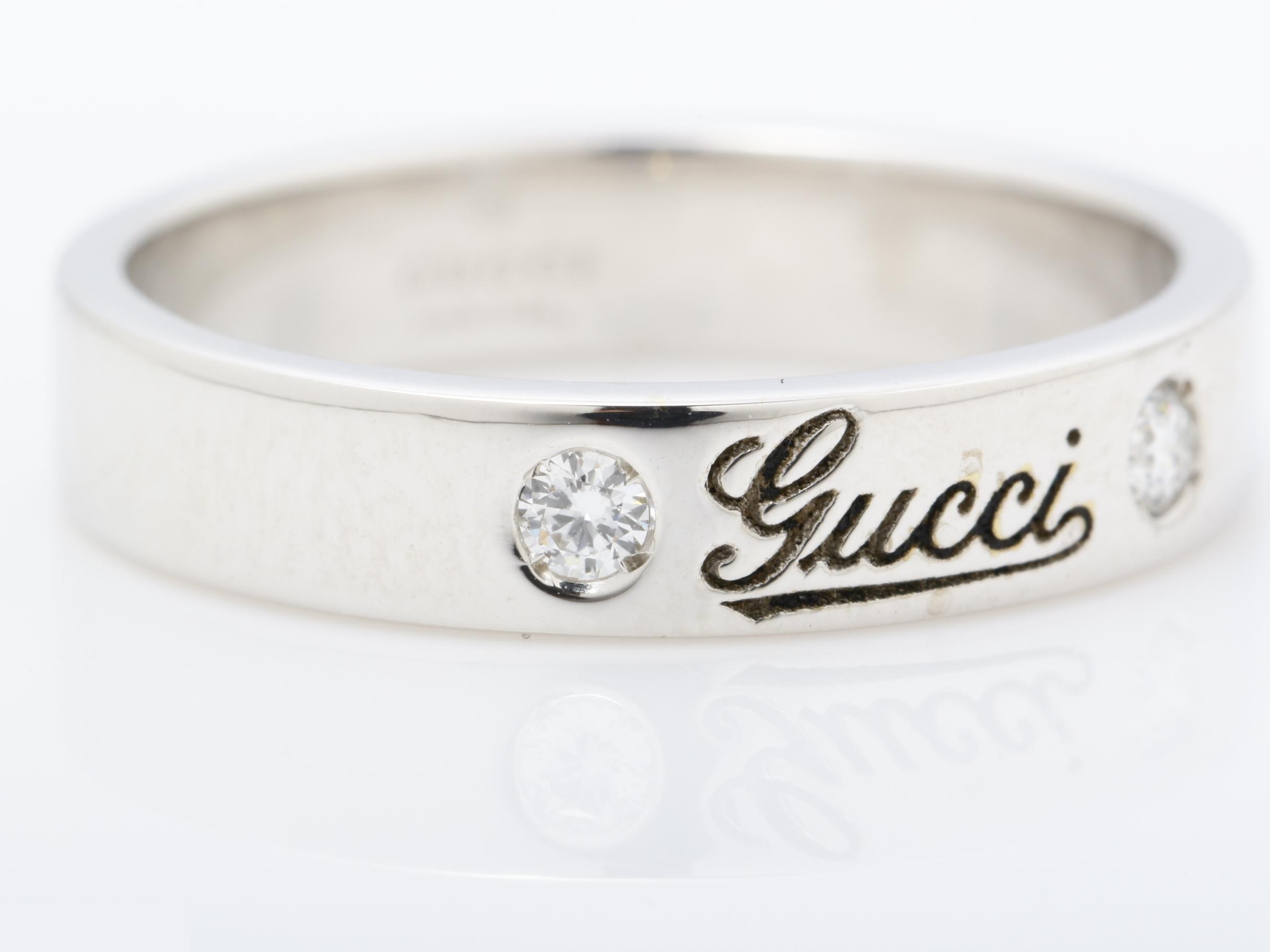 Icon print 2-diamond ring, size 12, K18WG, approx. 4.1g, 750 — view 2