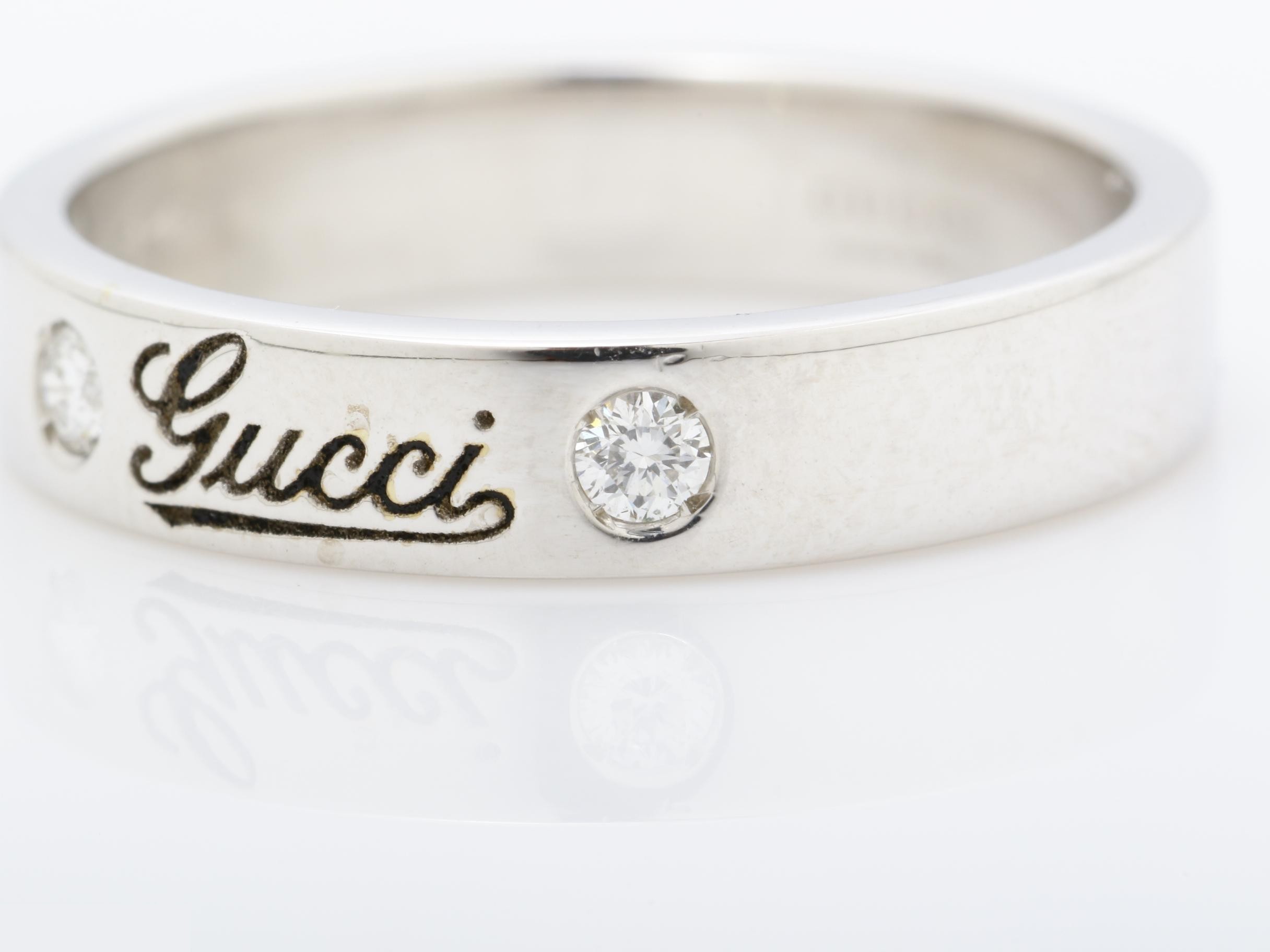 Icon print 2-diamond ring, size 12, K18WG, approx. 4.1g, 750 — view 3