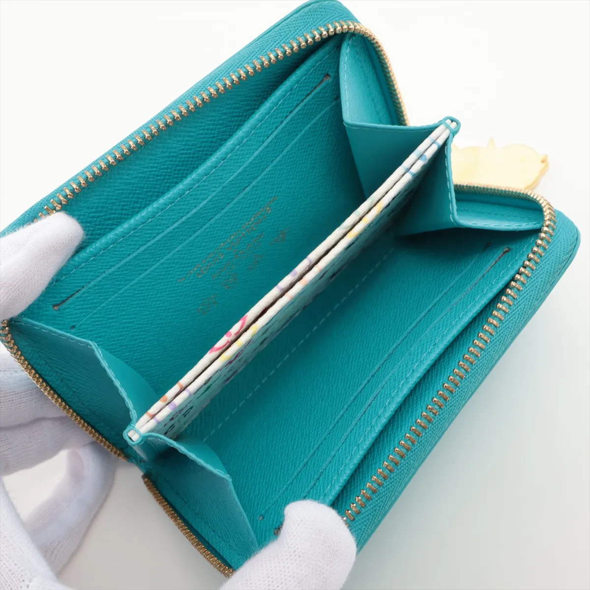 x Takashi Murakami LV x TM Zippy Coin Purse M14145 Leather Coin Case, Kabira Blue, RFID Reactive — view 3