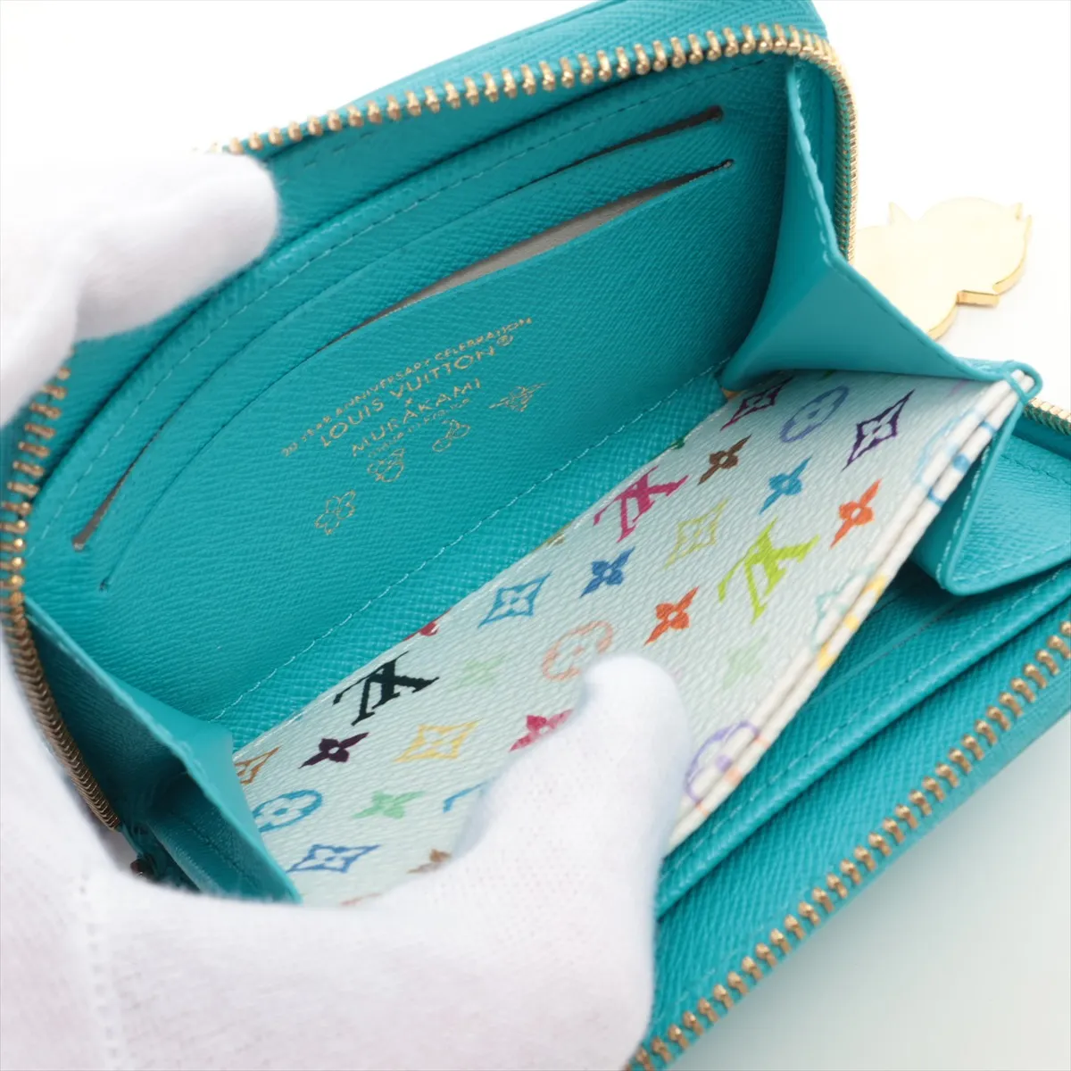 x Takashi Murakami LV x TM Zippy Coin Purse M14145 Leather Coin Case, Kabira Blue, RFID Reactive — view 4