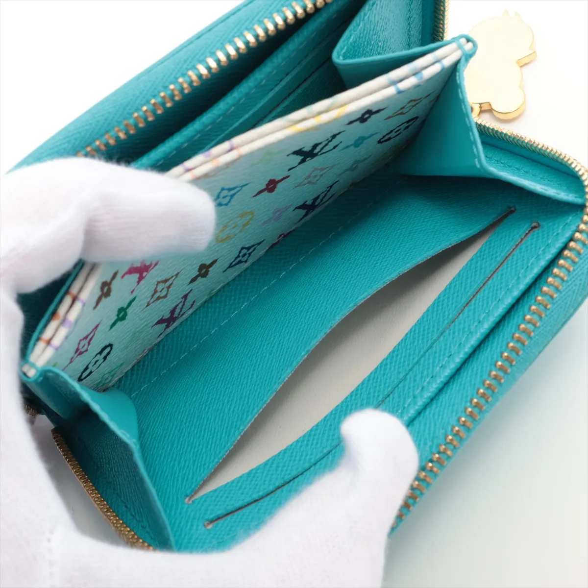 x Takashi Murakami LV x TM Zippy Coin Purse M14145 Leather Coin Case, Kabira Blue, RFID Reactive — view 5