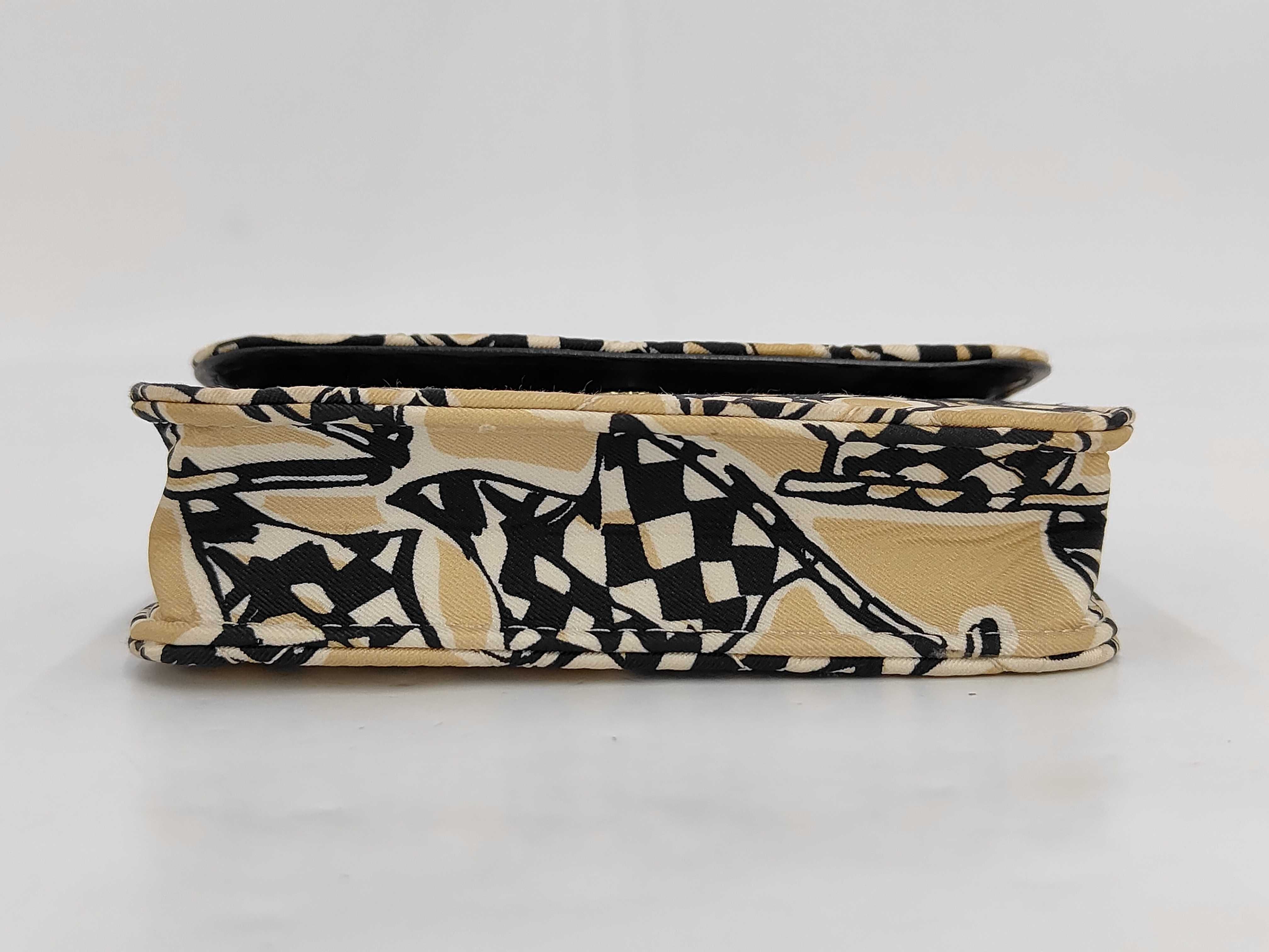 Checkerboard Pattern Chain Shoulder Bag, Beige — view 3