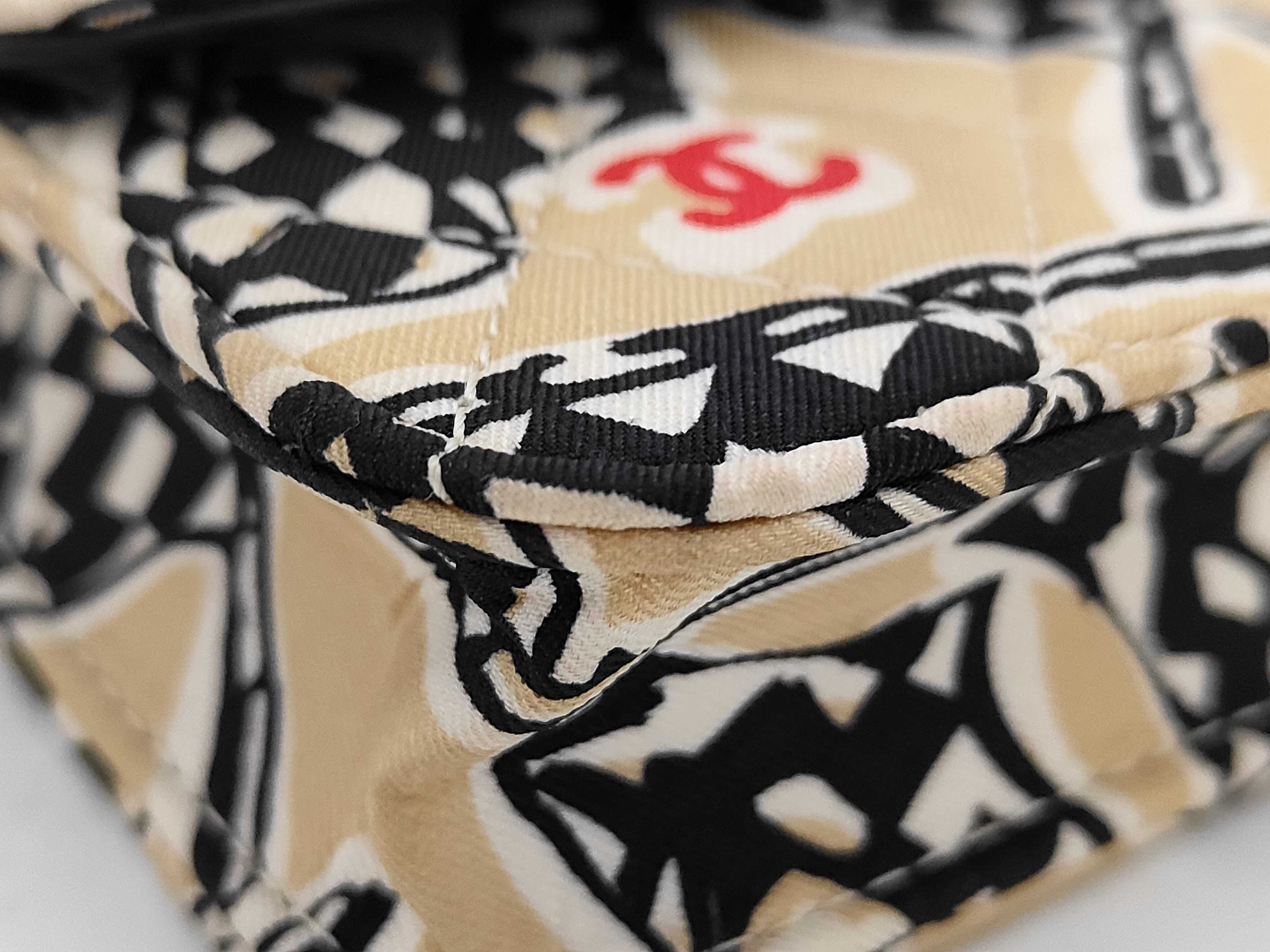 Checkerboard Pattern Chain Shoulder Bag, Beige — view 4