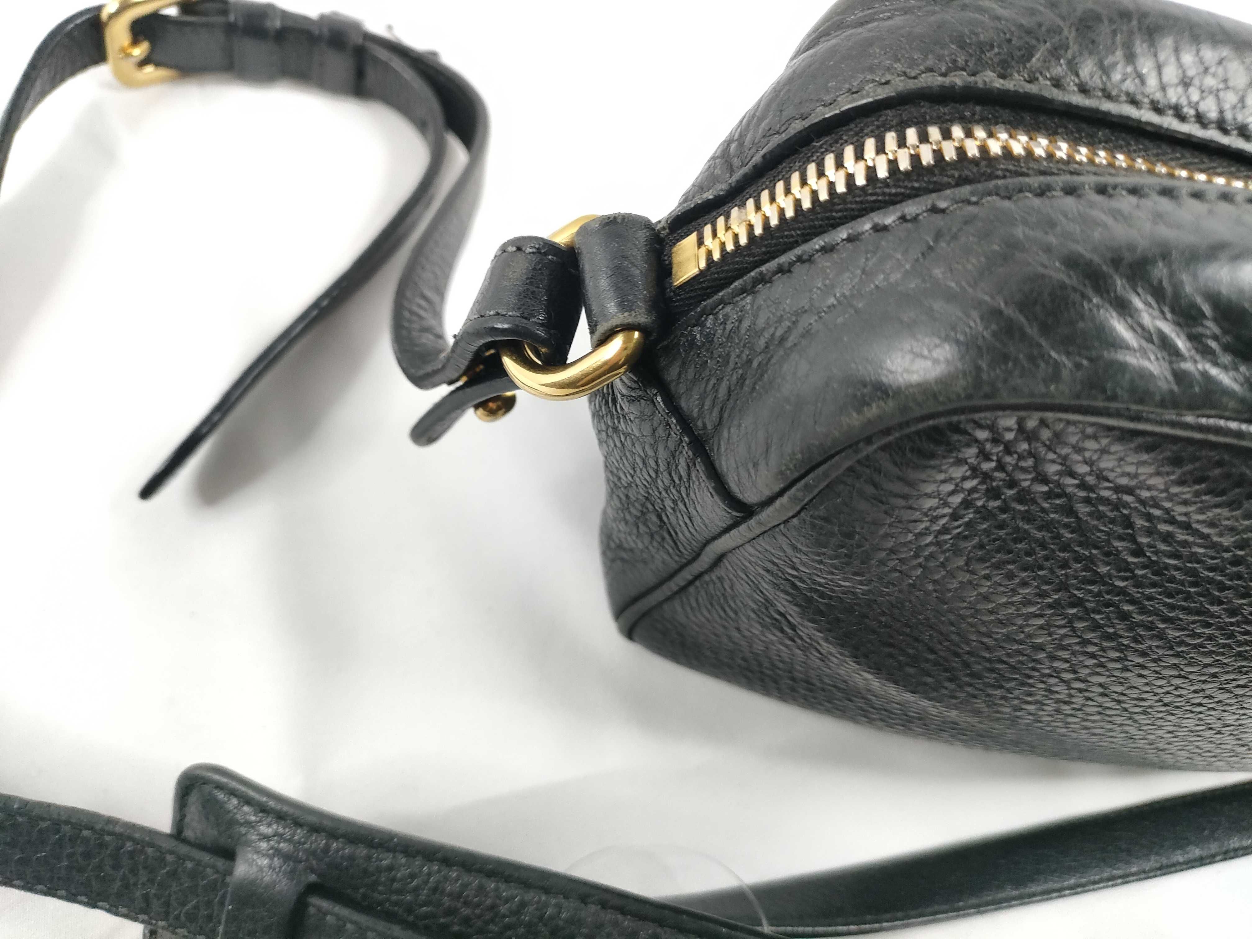Vitello Daino Camera Bag, Black Shoulder Bag — view 8