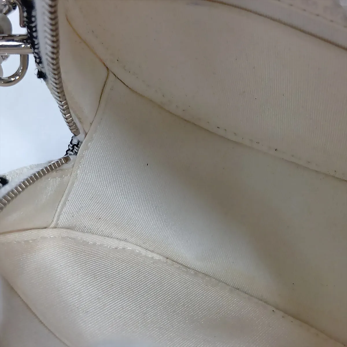Matelassé Tweed Chain Shoulder Bag, Round, Beige, Silver Hardware, 29914123, Serial Number 29 — view 12