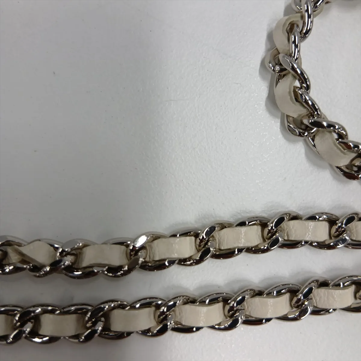 Matelassé Tweed Chain Shoulder Bag, Round, Beige, Silver Hardware, 29914123, Serial Number 29 — view 14