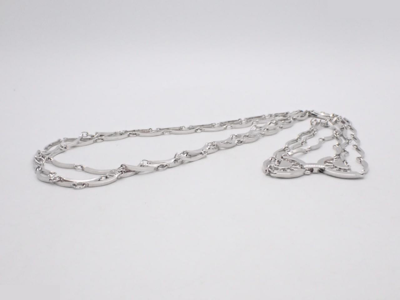Triple-strand silver necklace, approximately 76cm neck circumference. — view 3