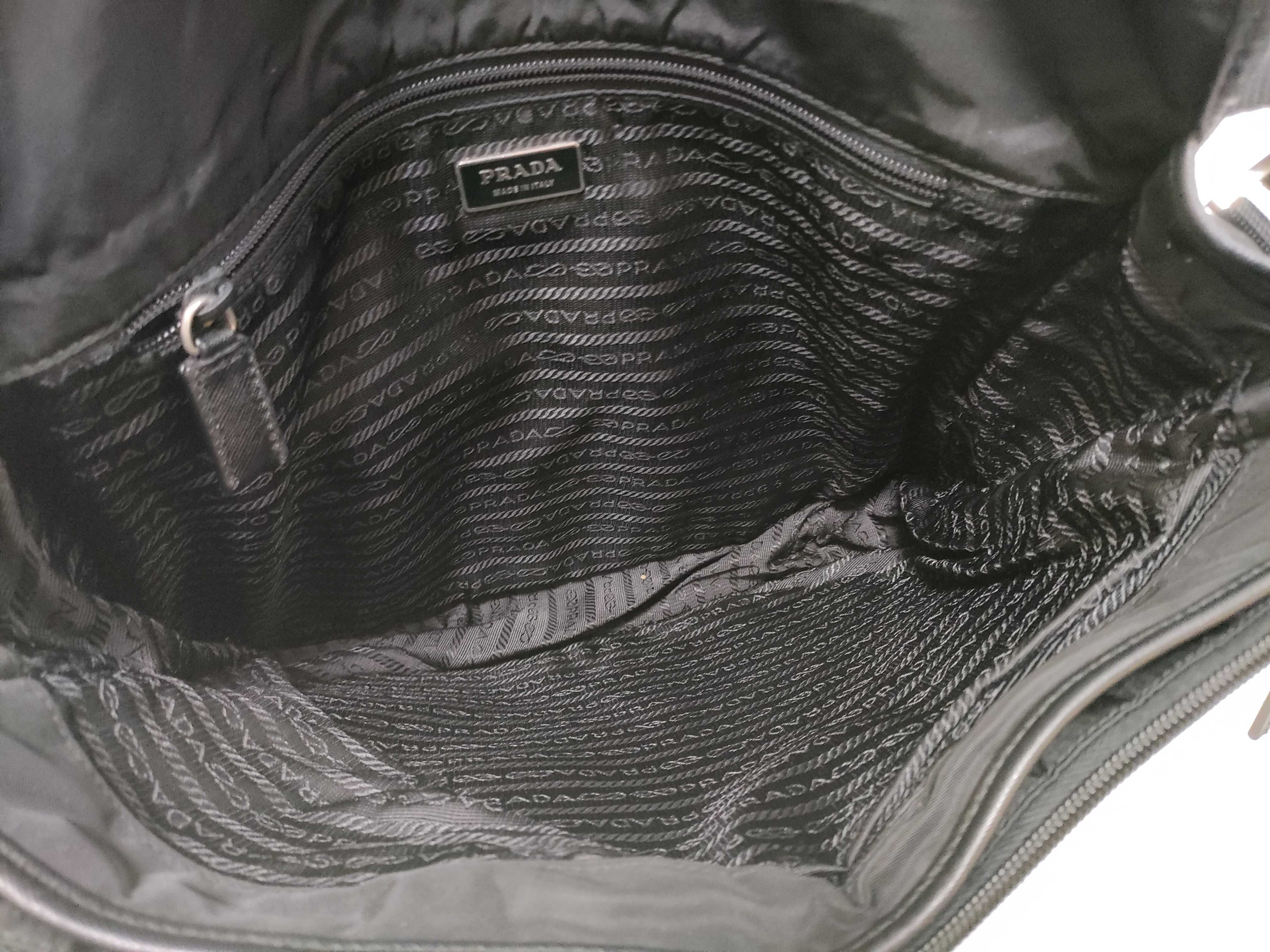 Nylon Messenger Bag, Black, Triangle Logo, Tessuto Style, Shoulder Bag — view 11